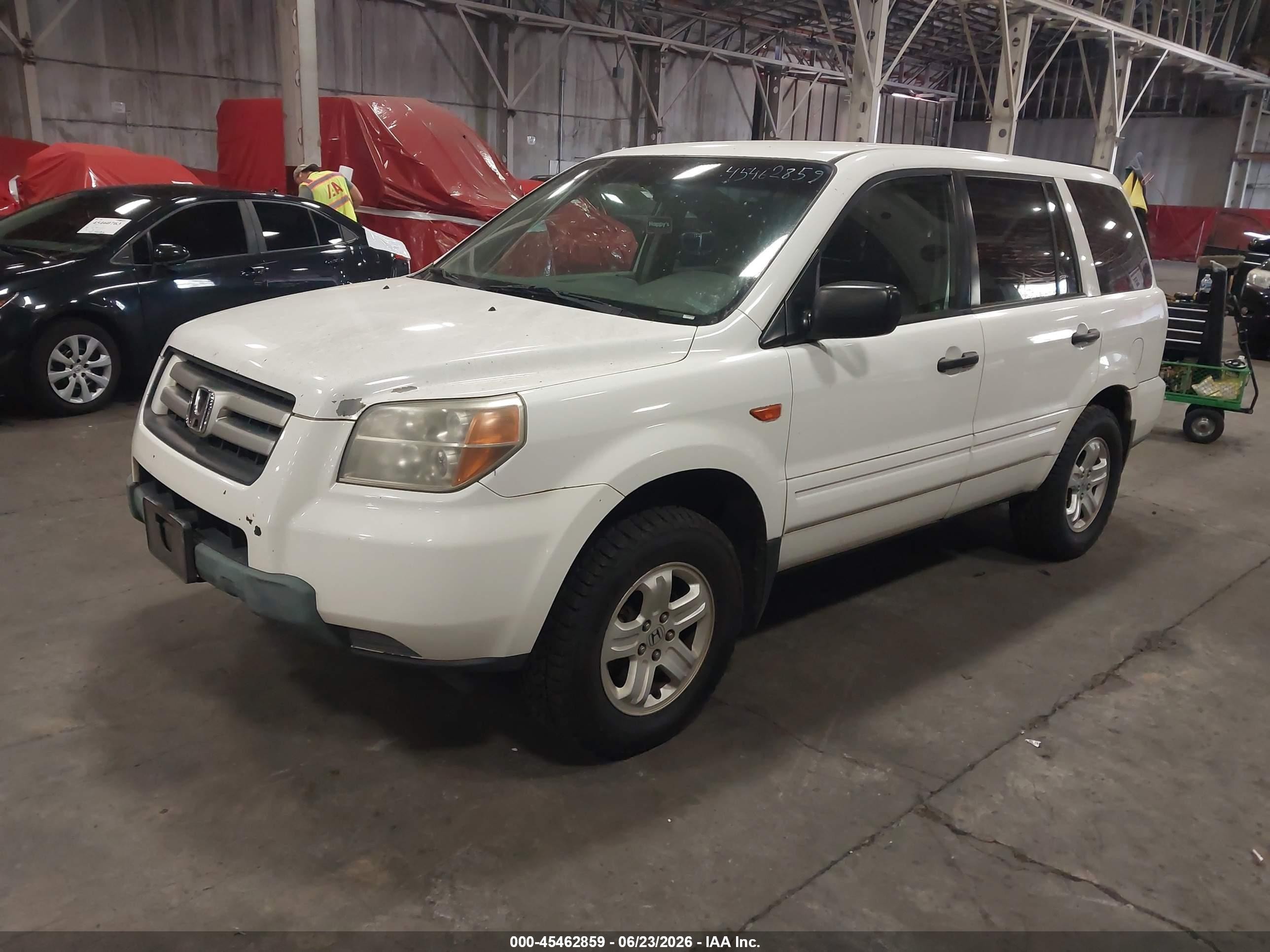 2006 Honda Pilot Lx White vin: 2HKYF18186H554841