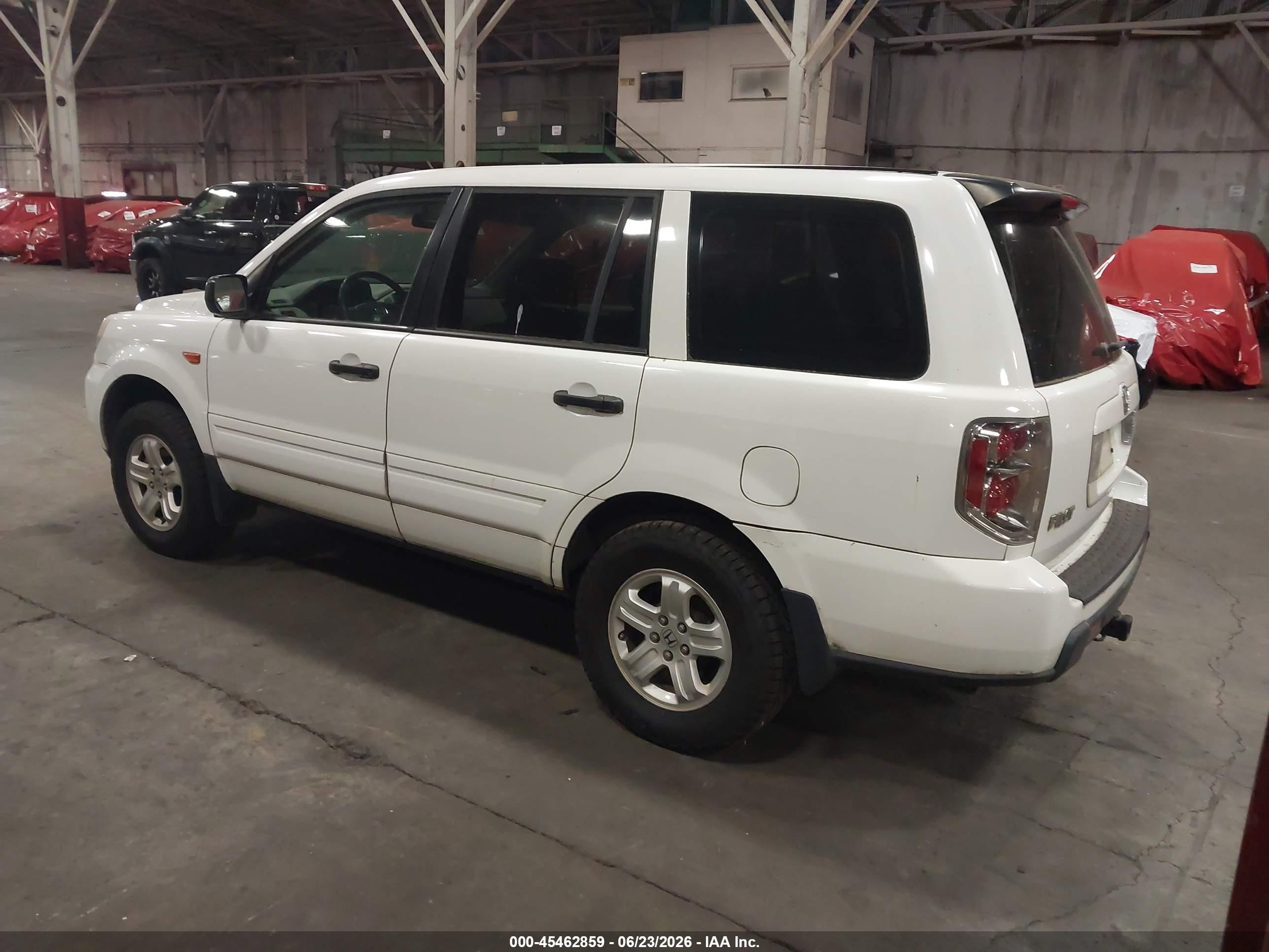 2006 Honda Pilot Lx White vin: 2HKYF18186H554841