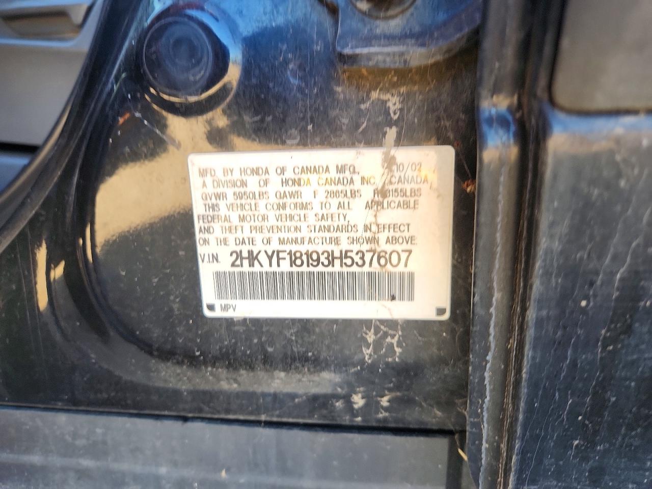 2003 Honda Pilot Lx Black vin: 2HKYF18193H537607