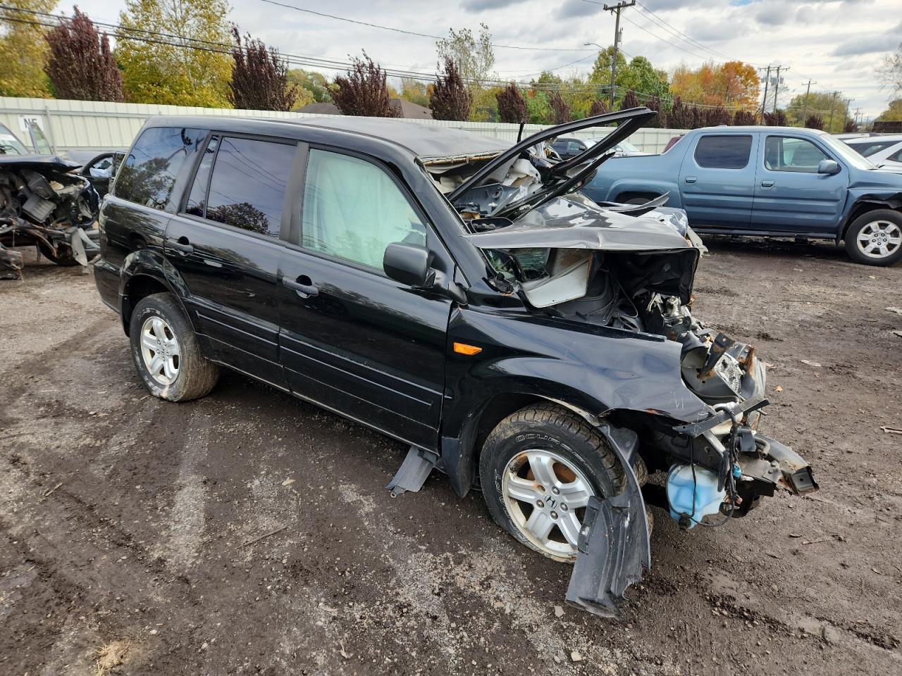 2007 Honda Pilot Lx Black vin: 2HKYF18197H502703