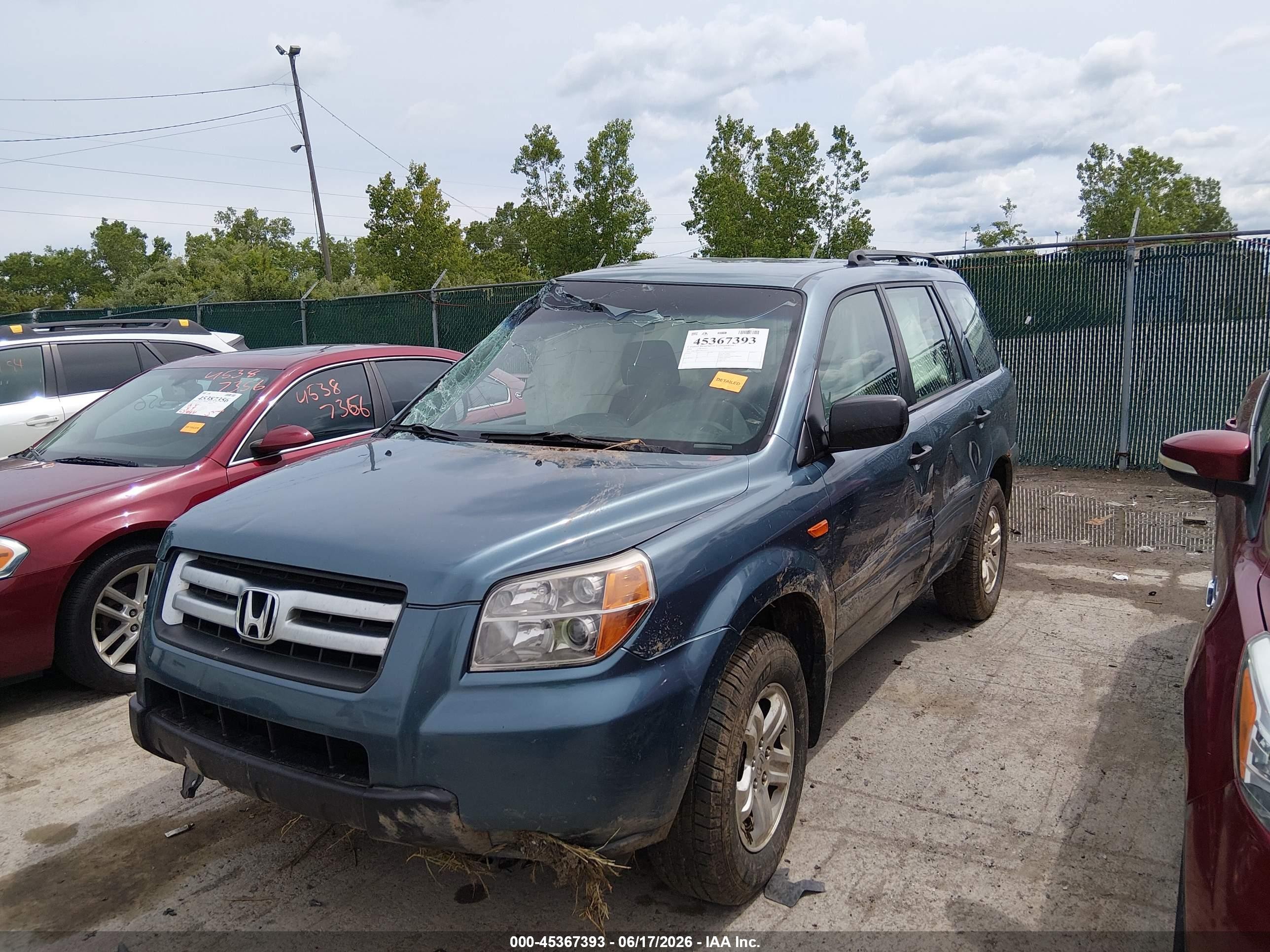 2006 Honda Pilot Lx Синий vin: 2HKYF181X6H524112