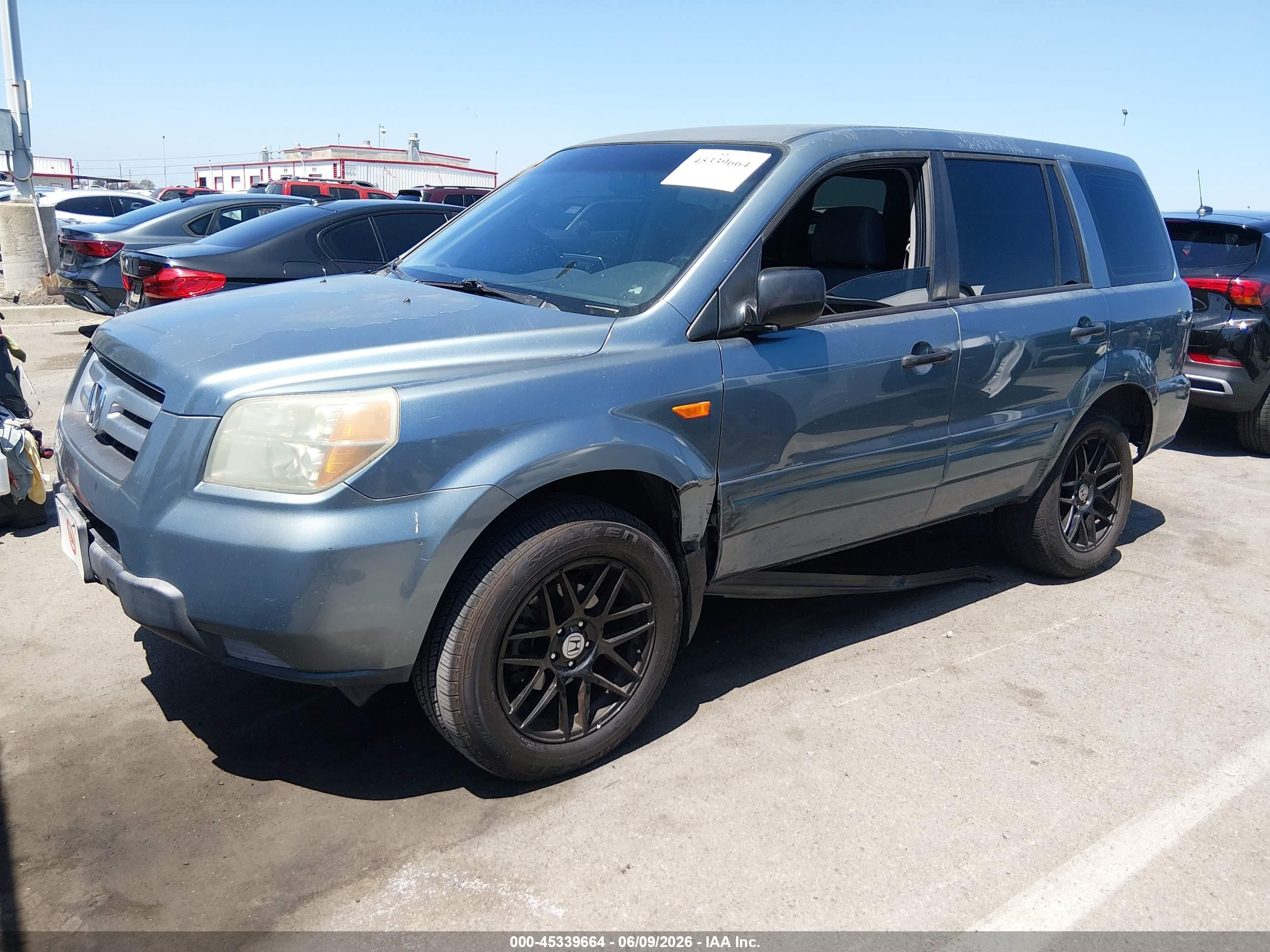 2006 Honda Pilot Lx Blue vin: 2HKYF181X6H562553