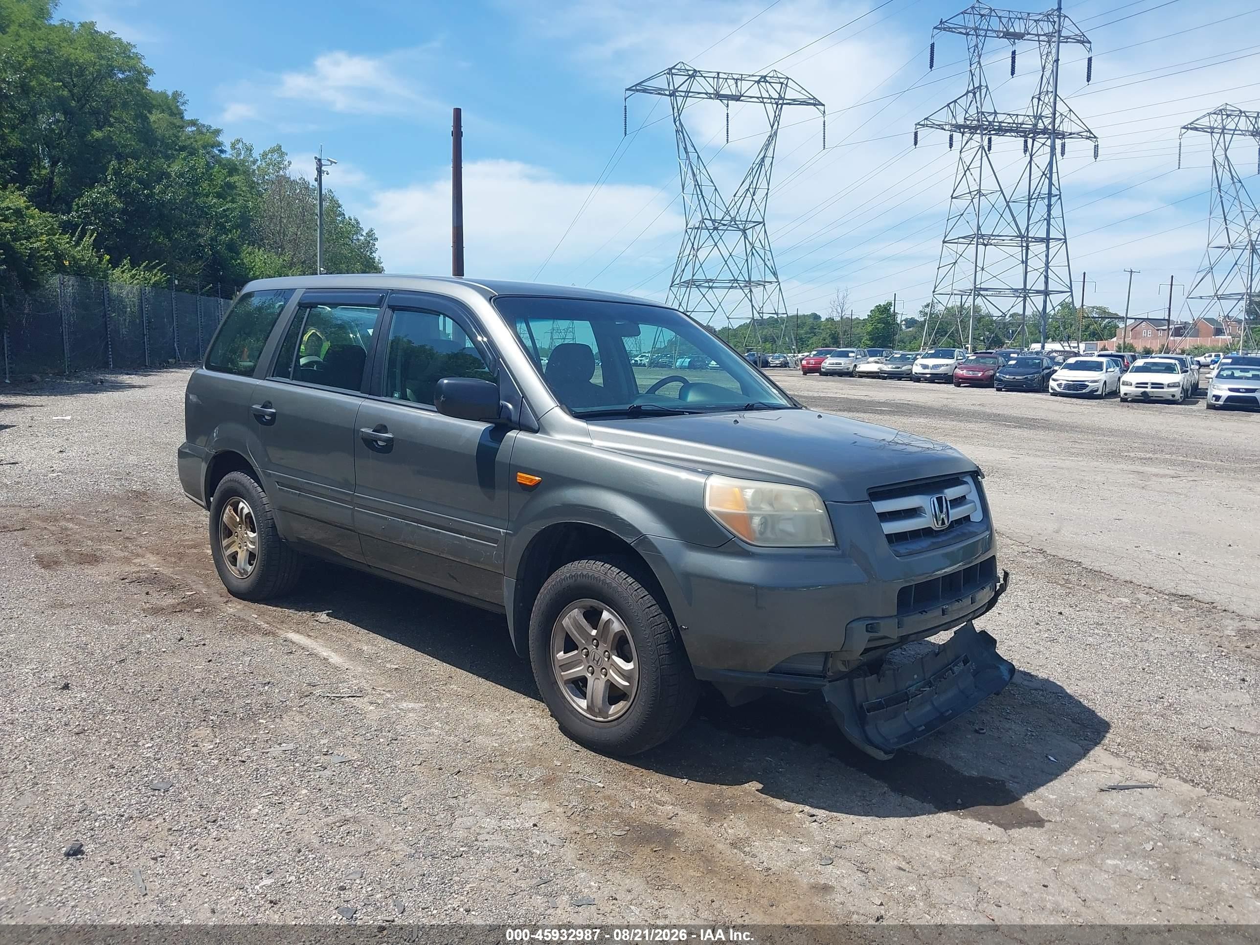 2007 Honda Pilot Lx Gray vin: 2HKYF181X7H540537