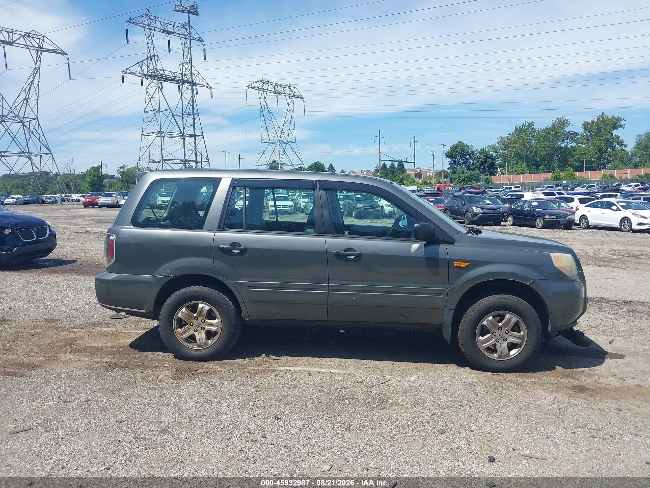 2007 Honda Pilot Lx Gray vin: 2HKYF181X7H540537