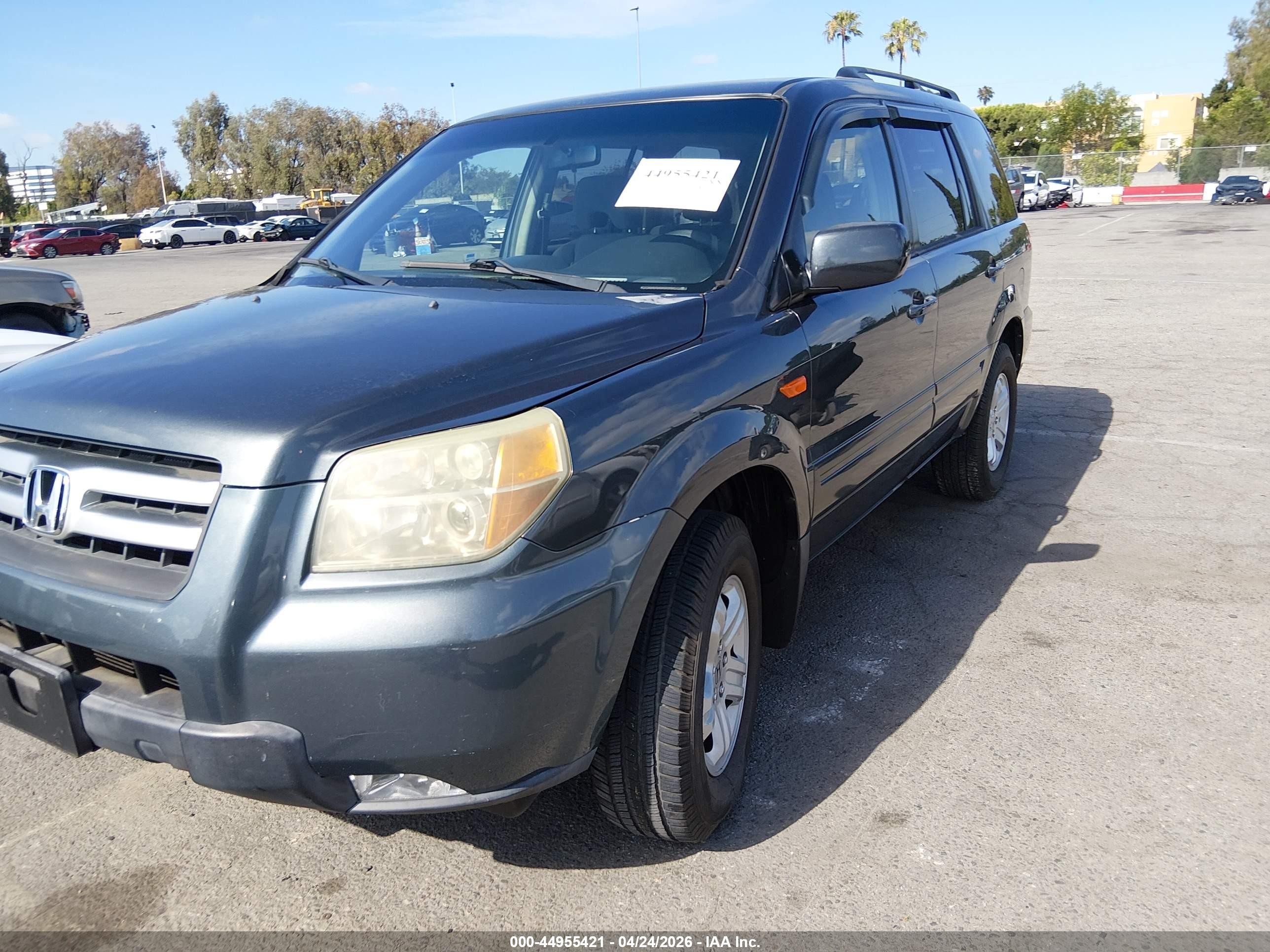 2006 Honda Pilot Ex Light Blue vin: 2HKYF18406H527062