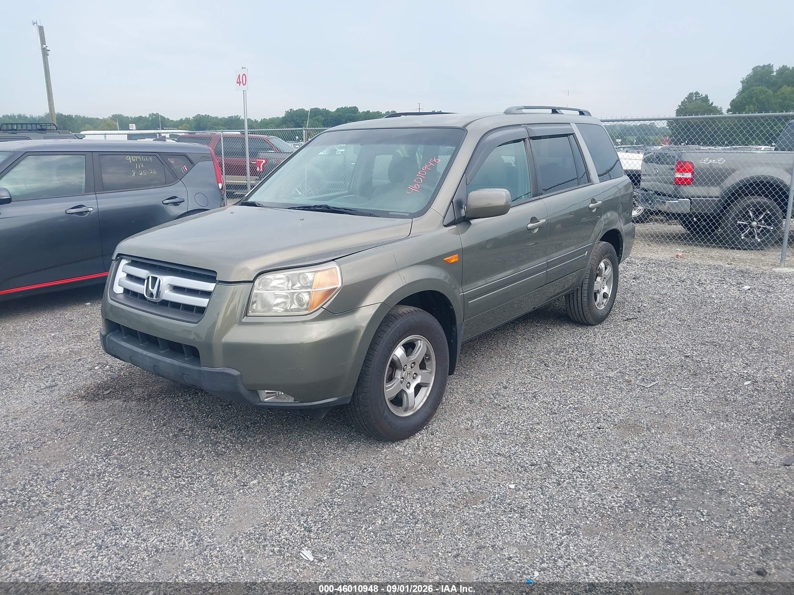 2007 Honda Pilot Ex Green vin: 2HKYF18417H520803