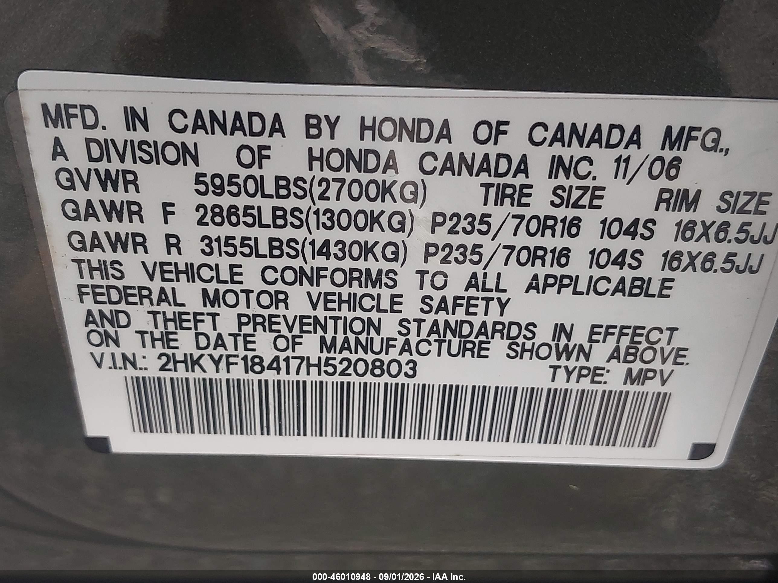 2007 Honda Pilot Ex Green vin: 2HKYF18417H520803