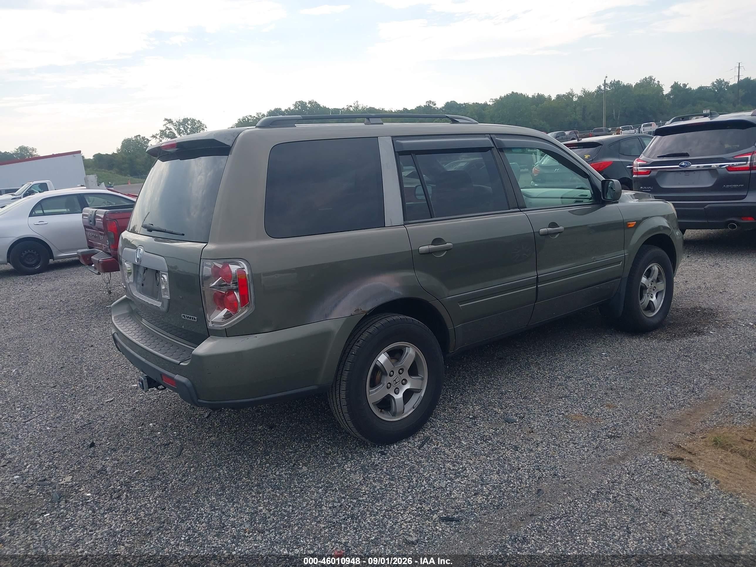 2007 Honda Pilot Ex Green vin: 2HKYF18417H520803