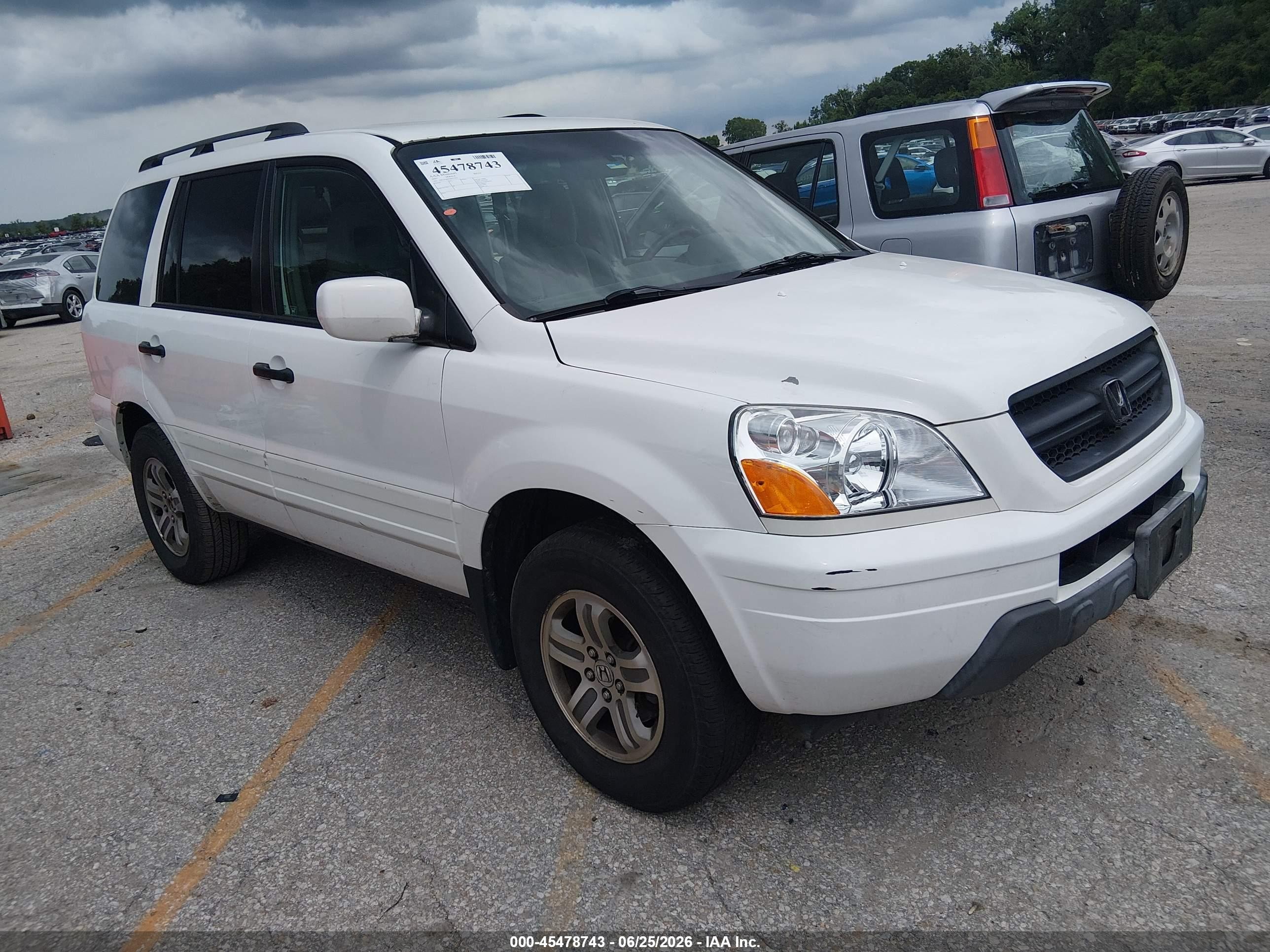2003 Honda Pilot Ex White vin: 2HKYF18423H573035