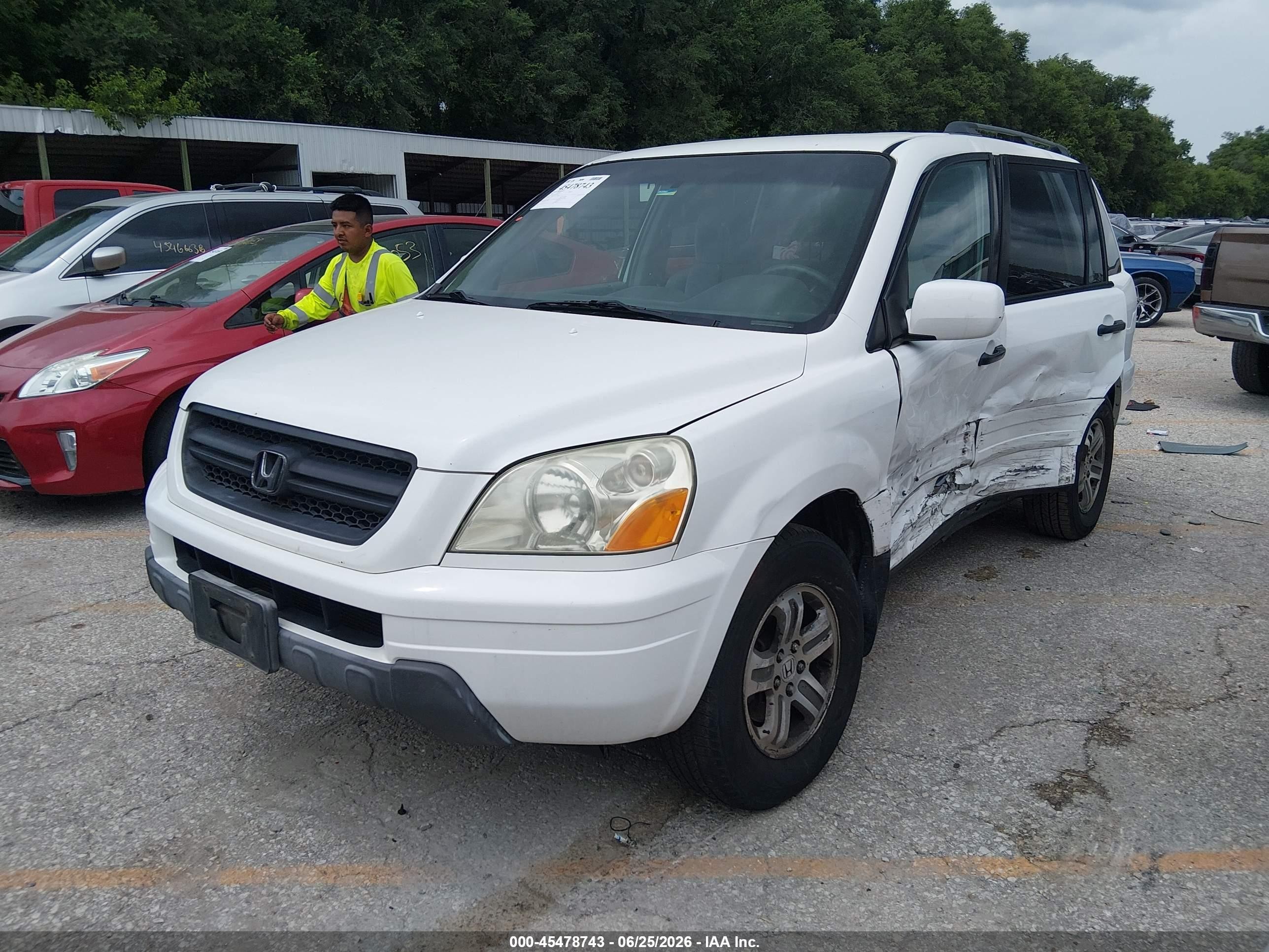 2003 Honda Pilot Ex White vin: 2HKYF18423H573035