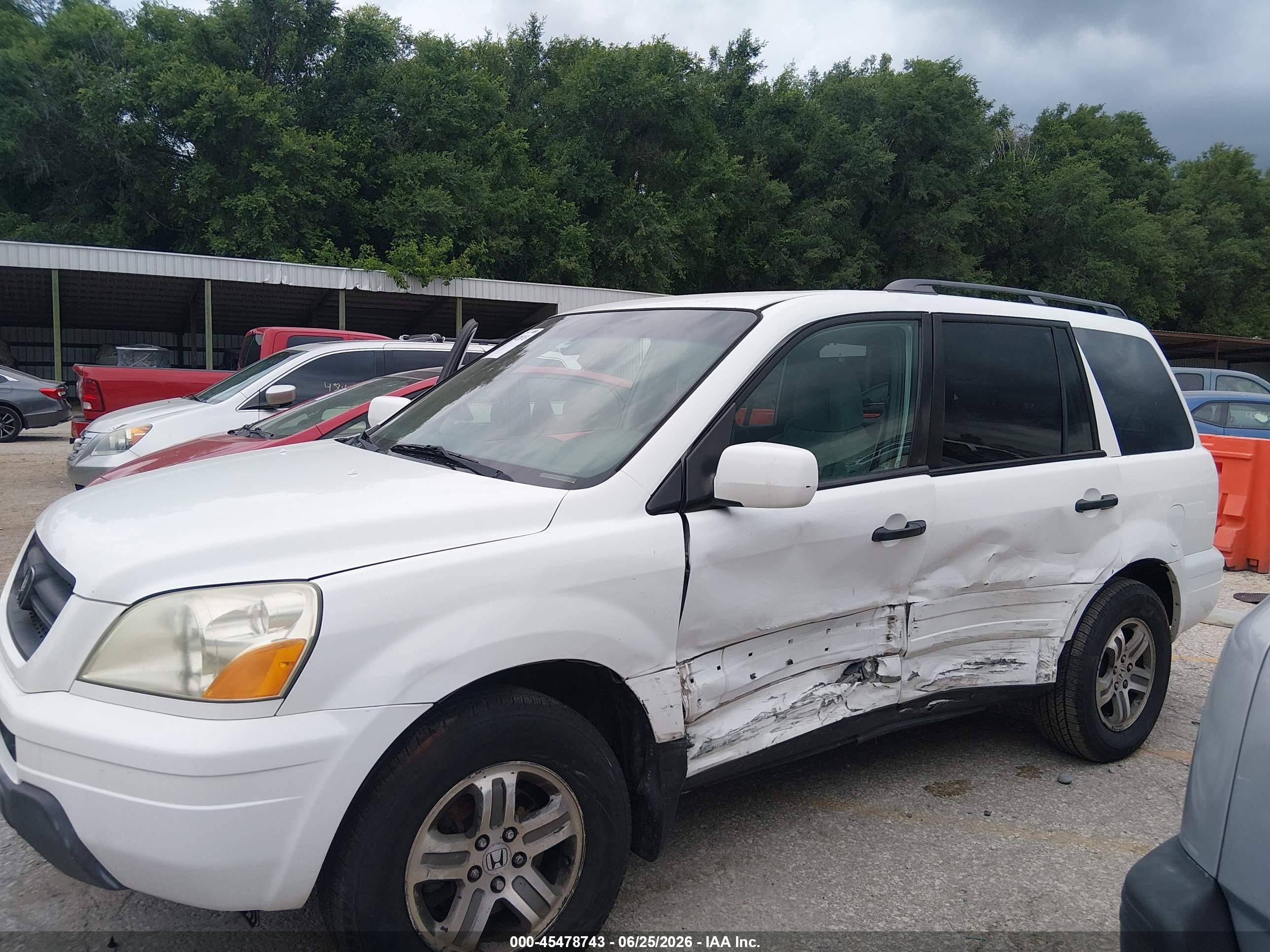 2003 Honda Pilot Ex White vin: 2HKYF18423H573035