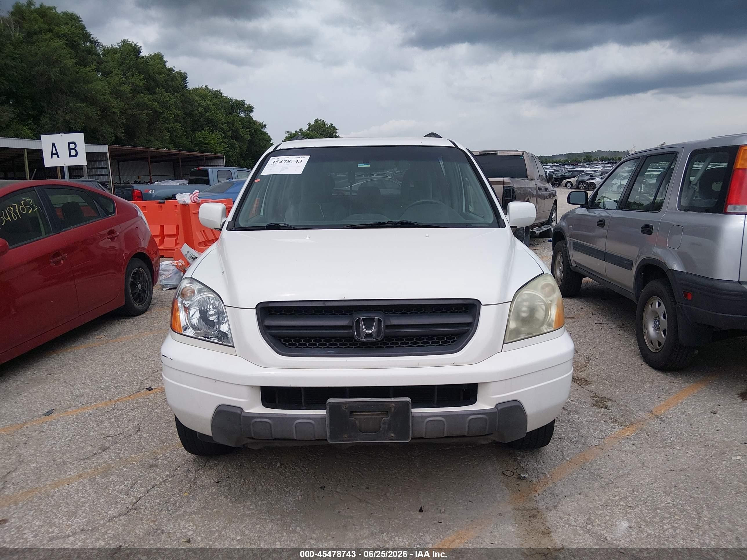 2003 Honda Pilot Ex White vin: 2HKYF18423H573035