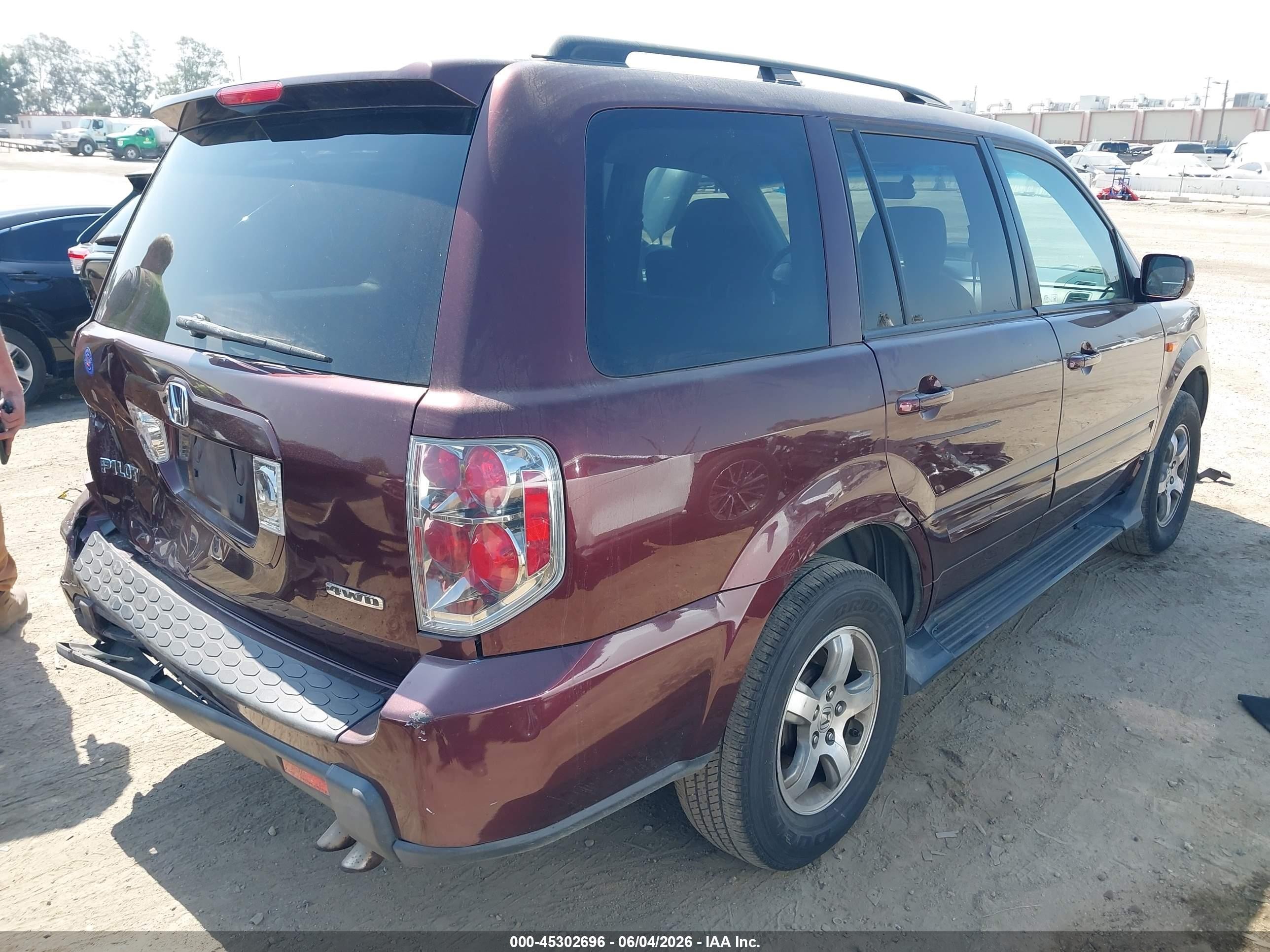2007 Honda Pilot Ex Burgundy vin: 2HKYF18427H528408