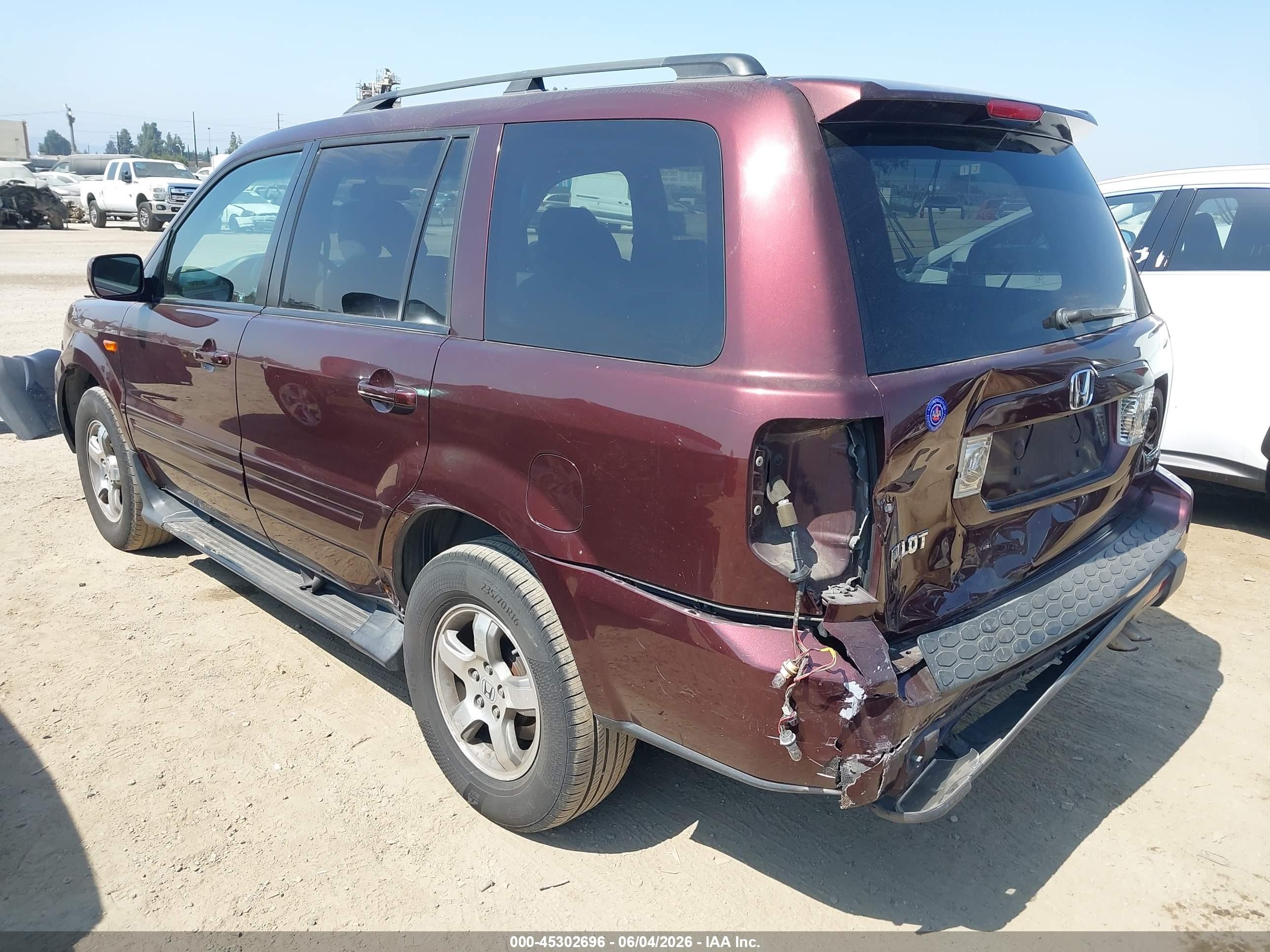 2007 Honda Pilot Ex Burgundy vin: 2HKYF18427H528408