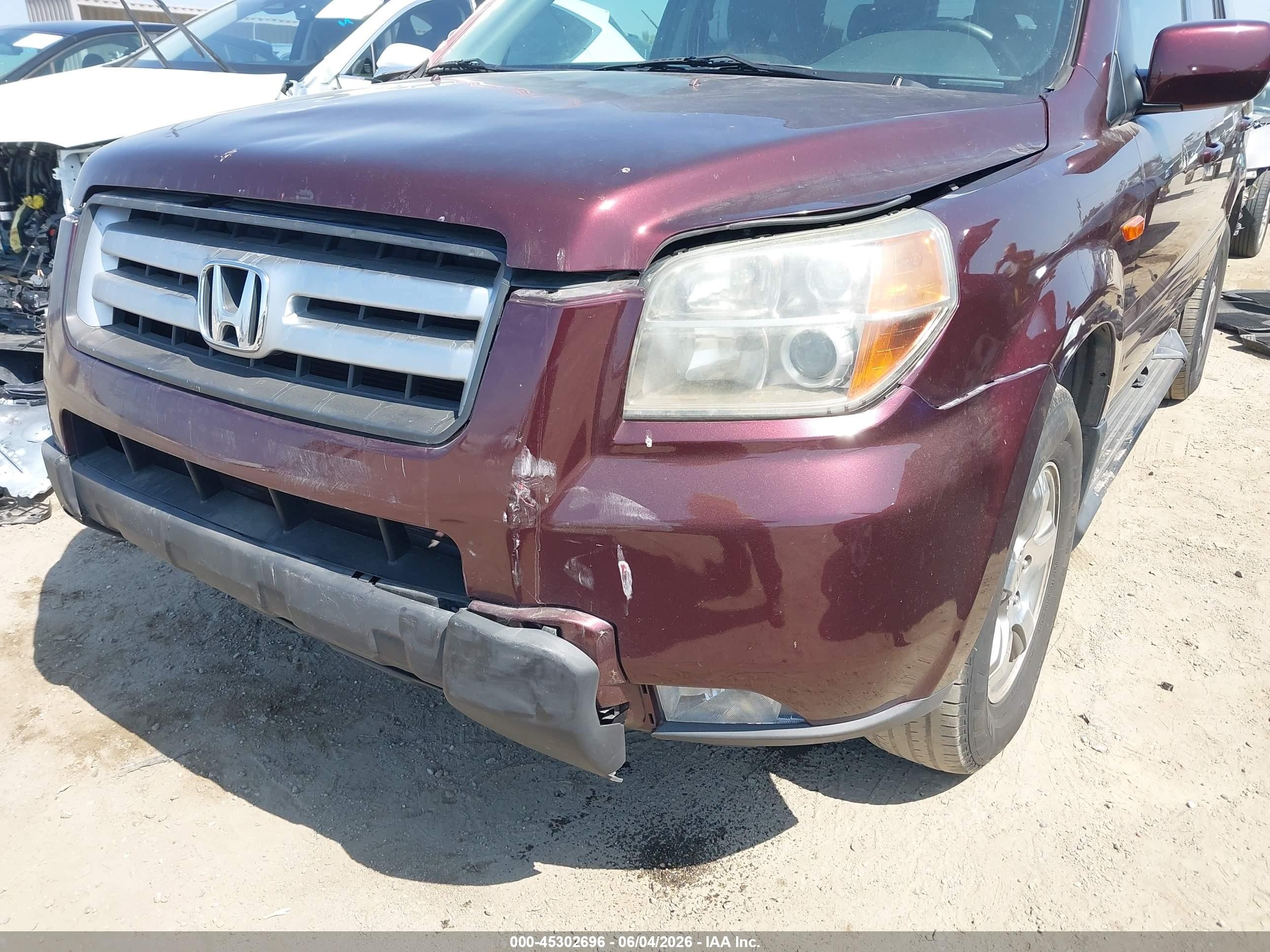 2007 Honda Pilot Ex Burgundy vin: 2HKYF18427H528408