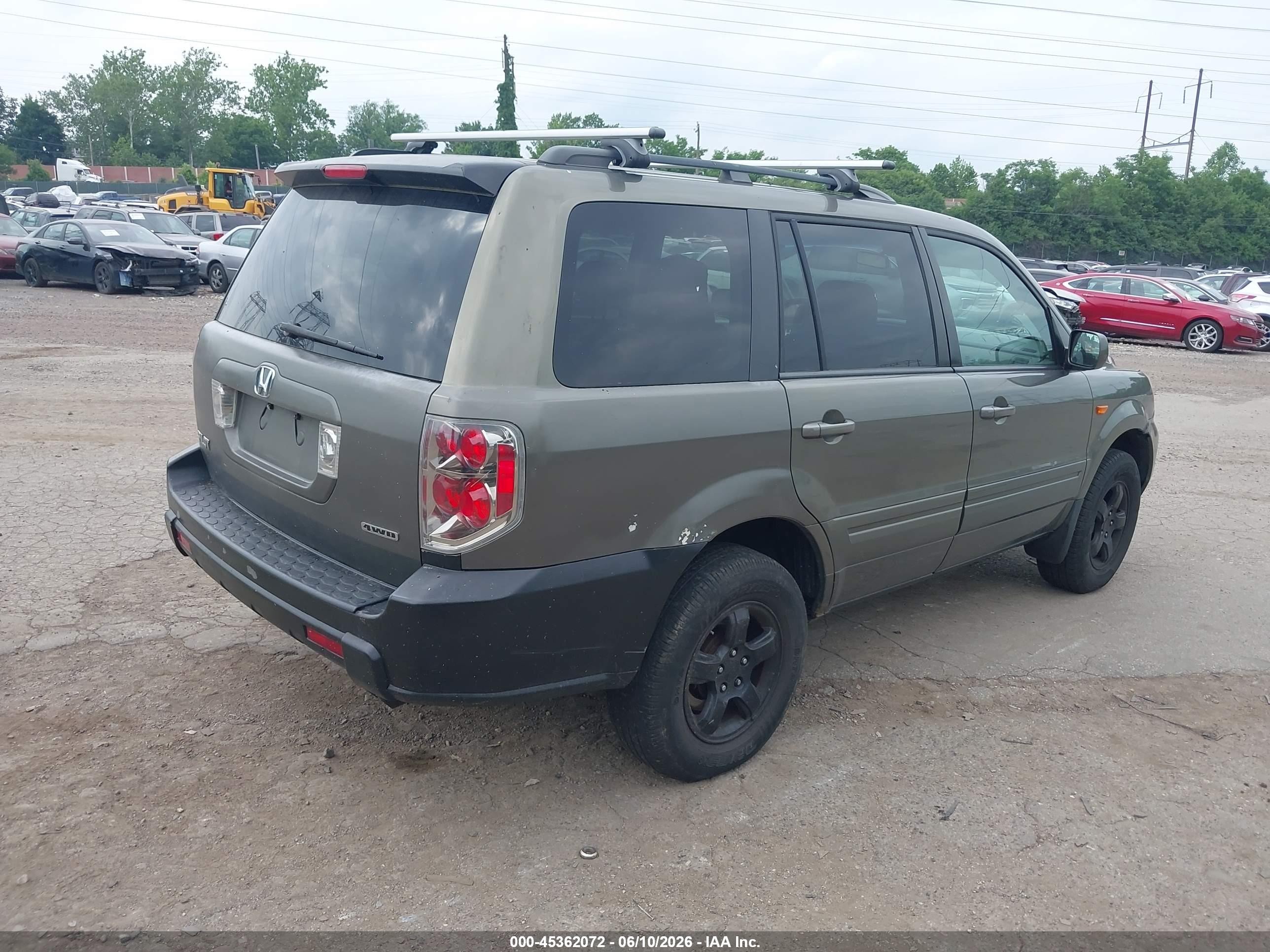 2007 Honda Pilot Ex Green vin: 2HKYF18437H538560