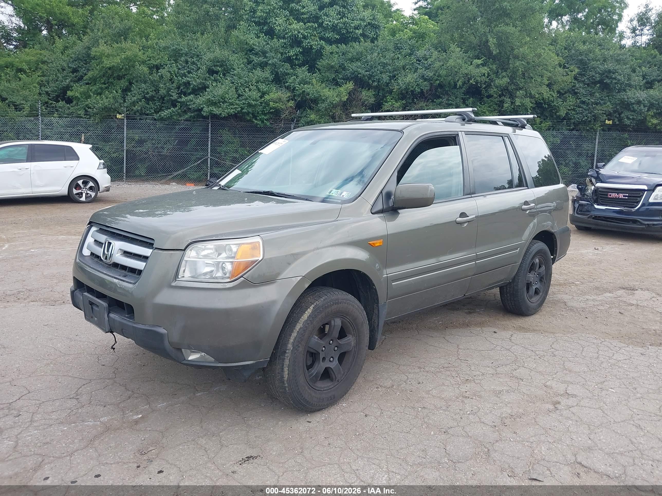 2007 Honda Pilot Ex Green vin: 2HKYF18437H538560