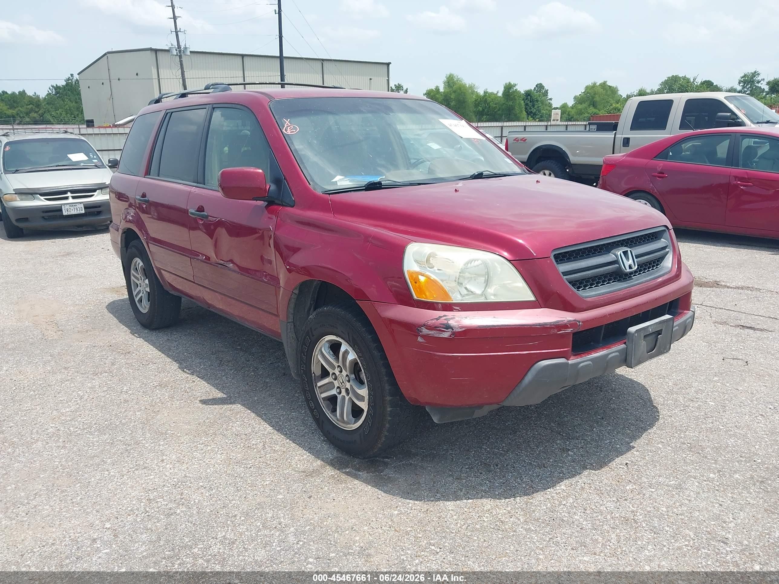 2004 Honda Pilot Ex Burgundy vin: 2HKYF18444H610815