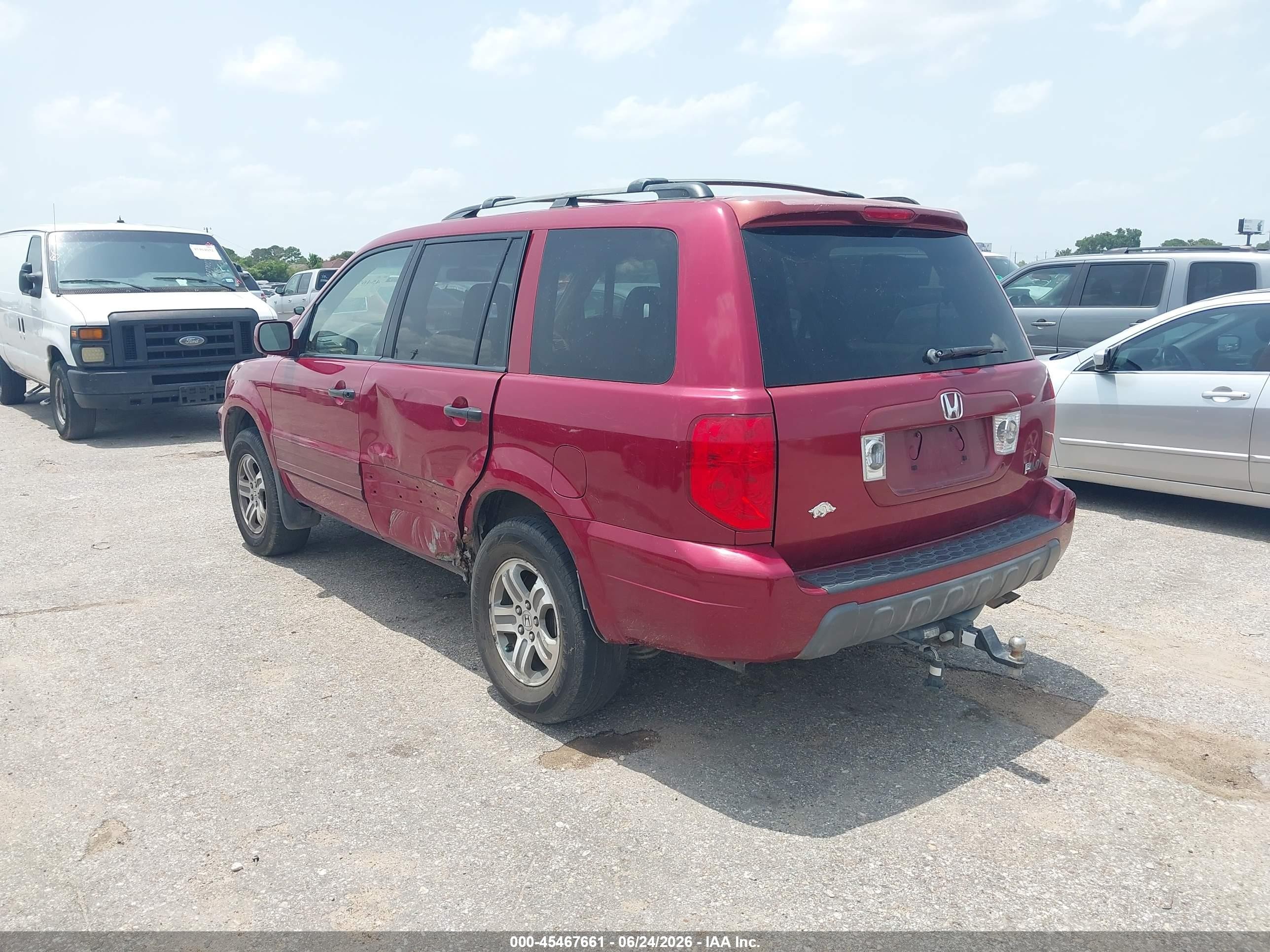 2004 Honda Pilot Ex Burgundy vin: 2HKYF18444H610815