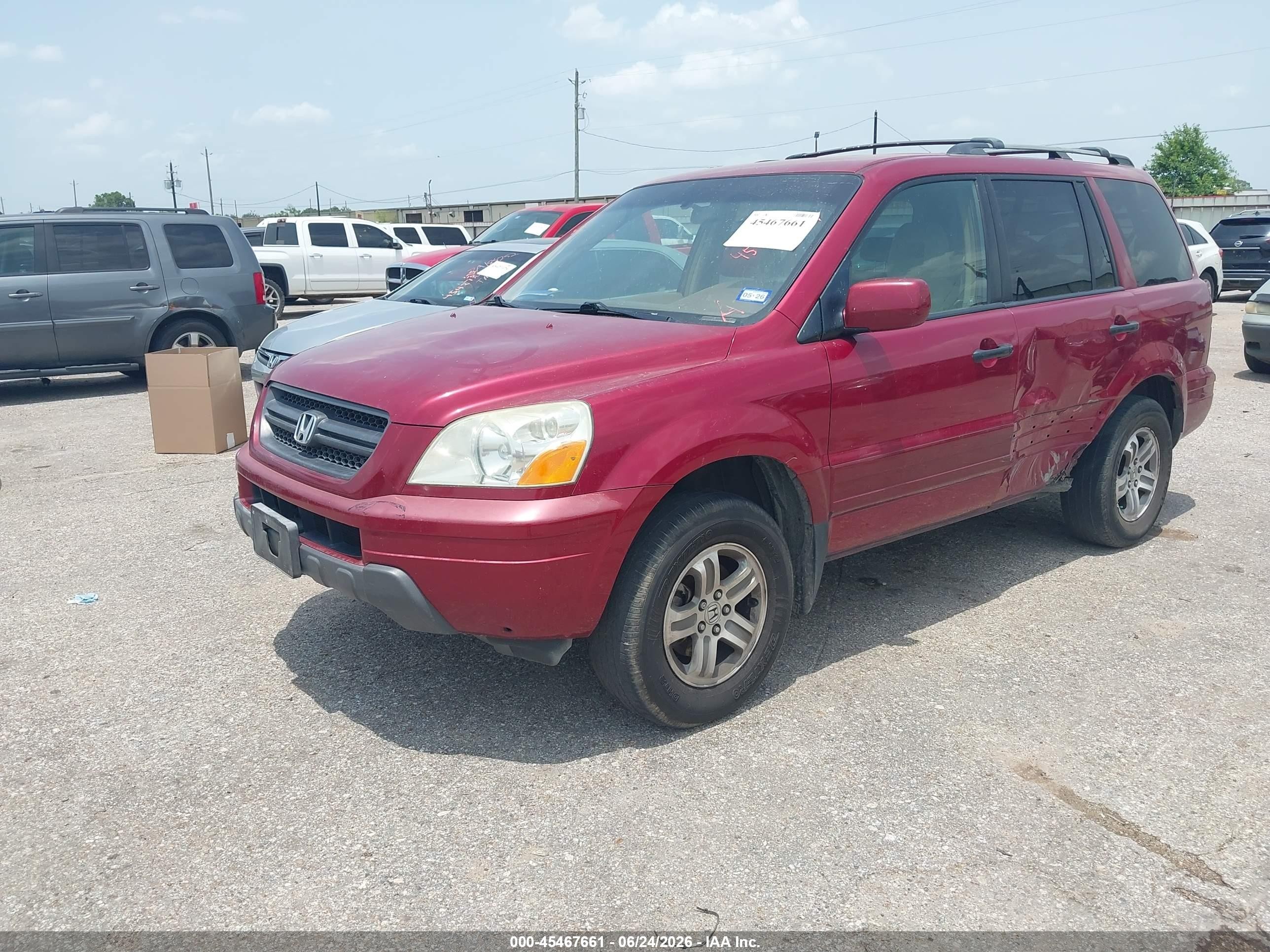 2004 Honda Pilot Ex Burgundy vin: 2HKYF18444H610815