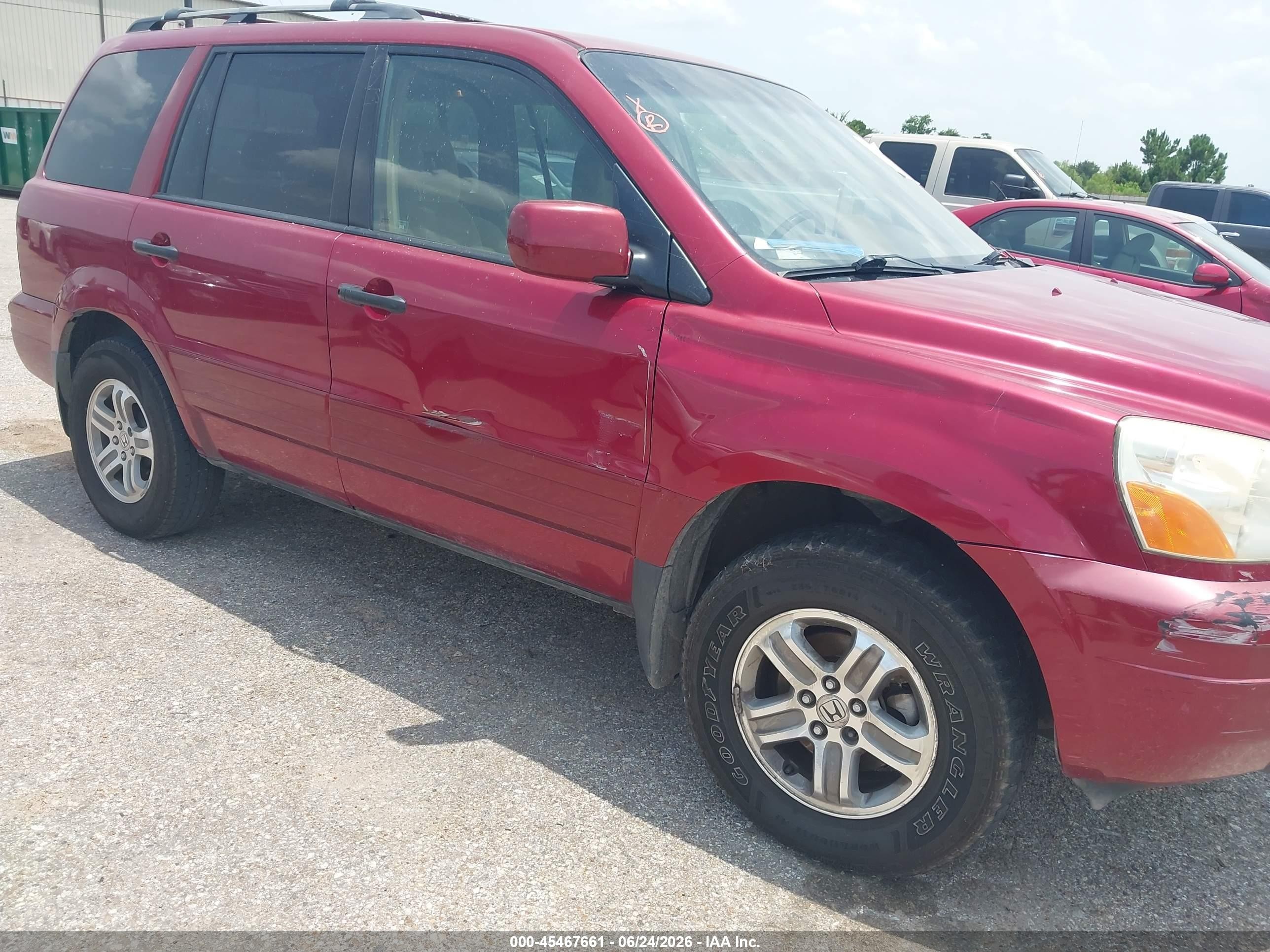 2004 Honda Pilot Ex Burgundy vin: 2HKYF18444H610815
