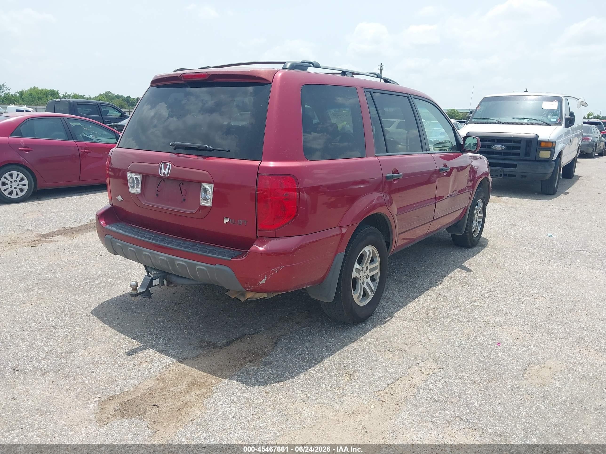 2004 Honda Pilot Ex Burgundy vin: 2HKYF18444H610815