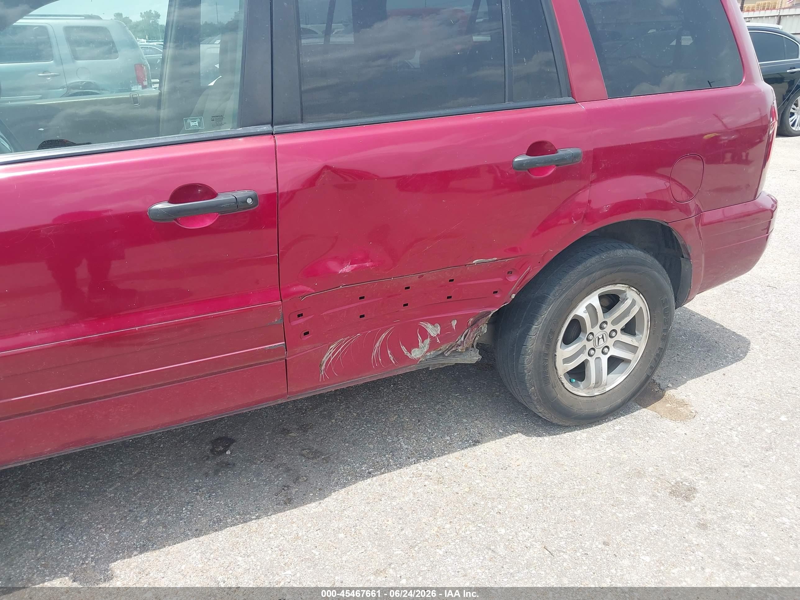 2004 Honda Pilot Ex Burgundy vin: 2HKYF18444H610815