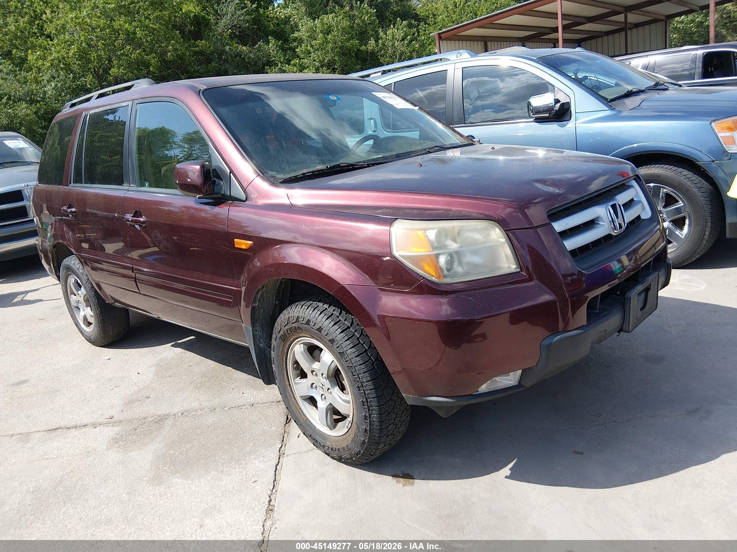 2007 Honda Pilot Ex Burgundy vin: 2HKYF18457H513899