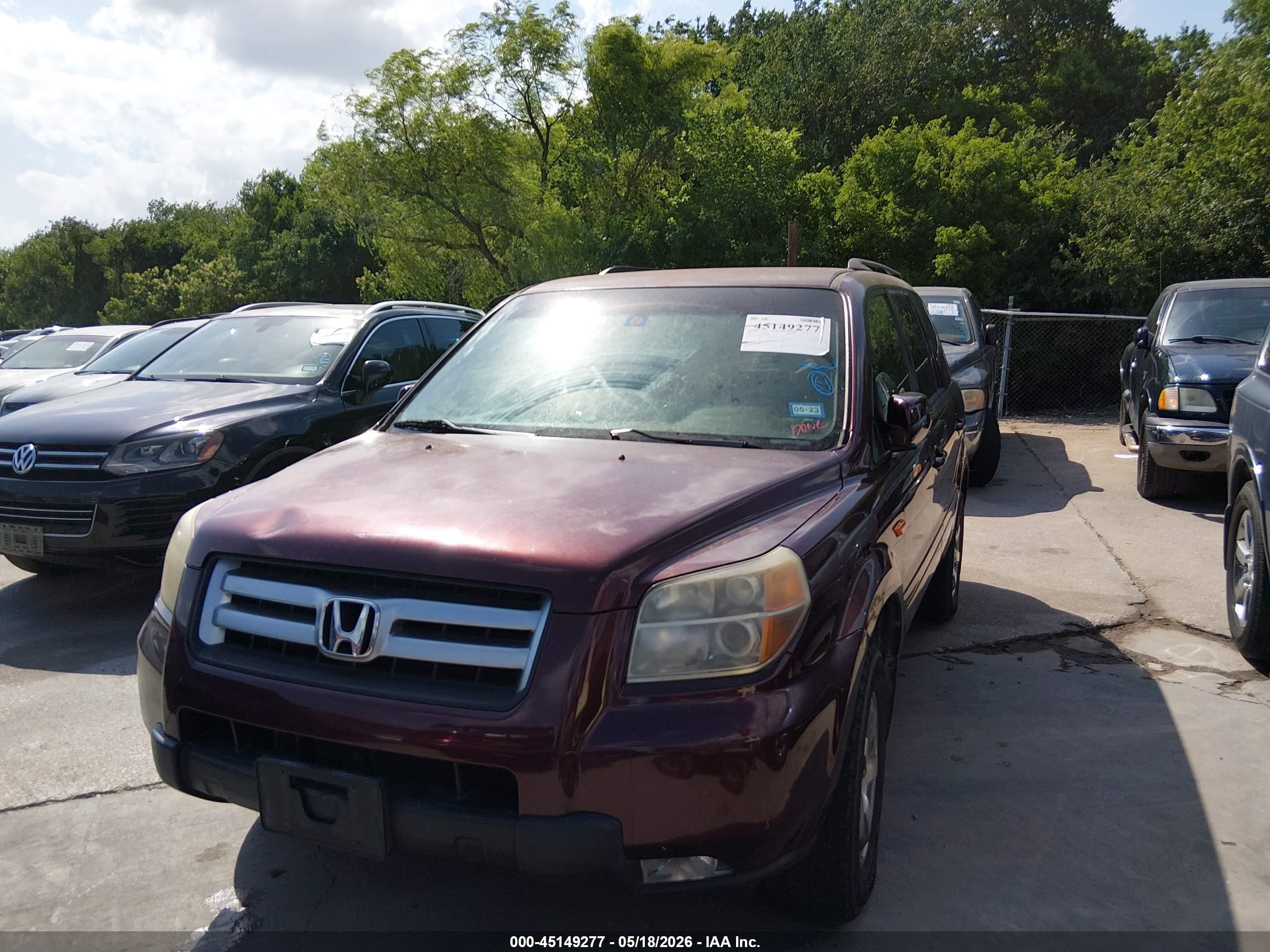 2007 Honda Pilot Ex Burgundy vin: 2HKYF18457H513899