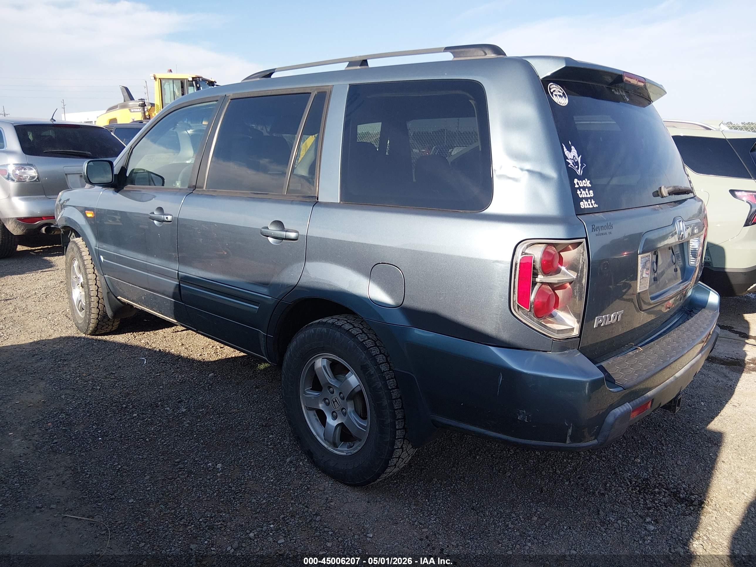2007 Honda Pilot Ex Light Blue vin: 2HKYF18457H527530