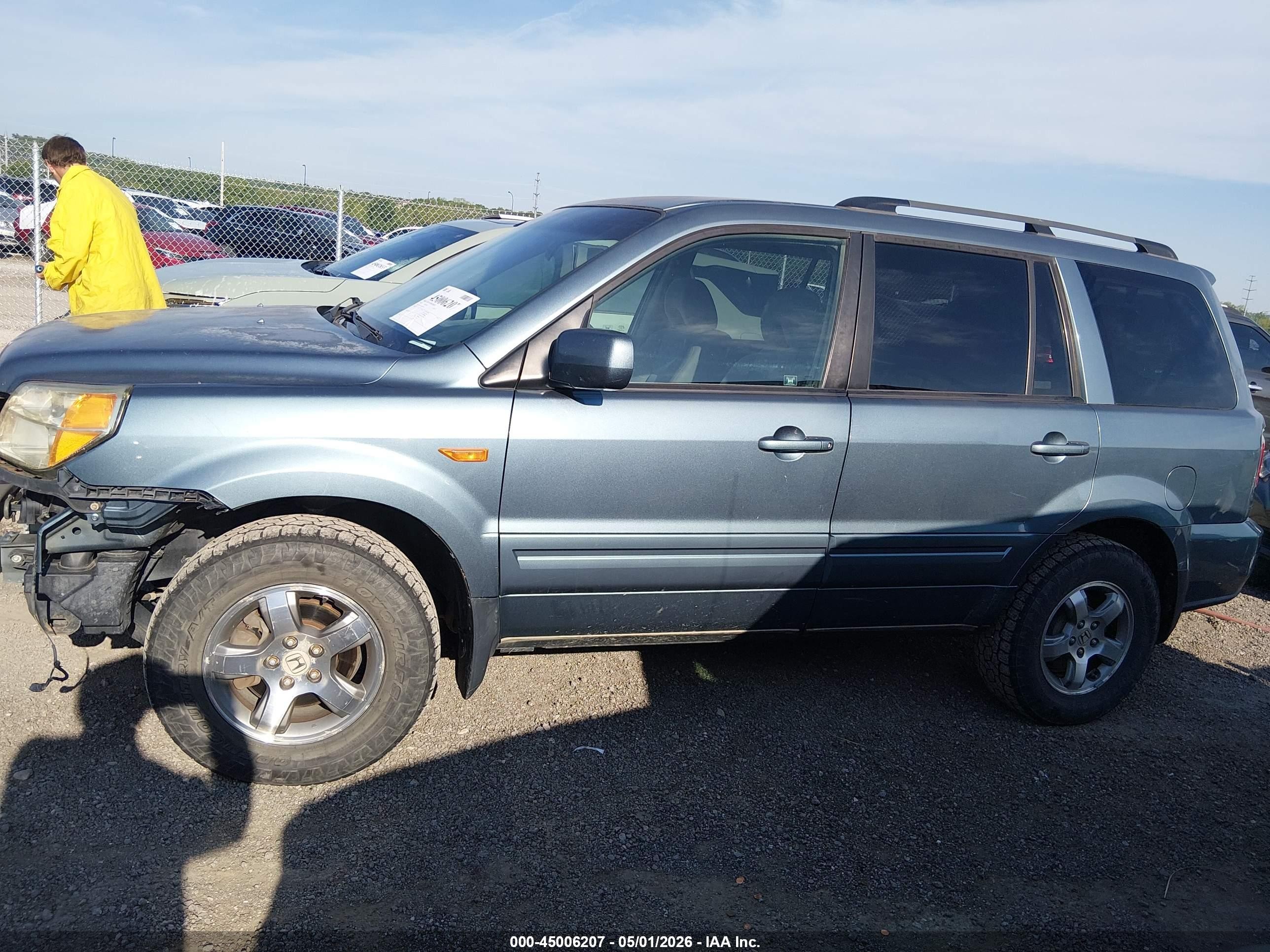 2007 Honda Pilot Ex Light Blue vin: 2HKYF18457H527530