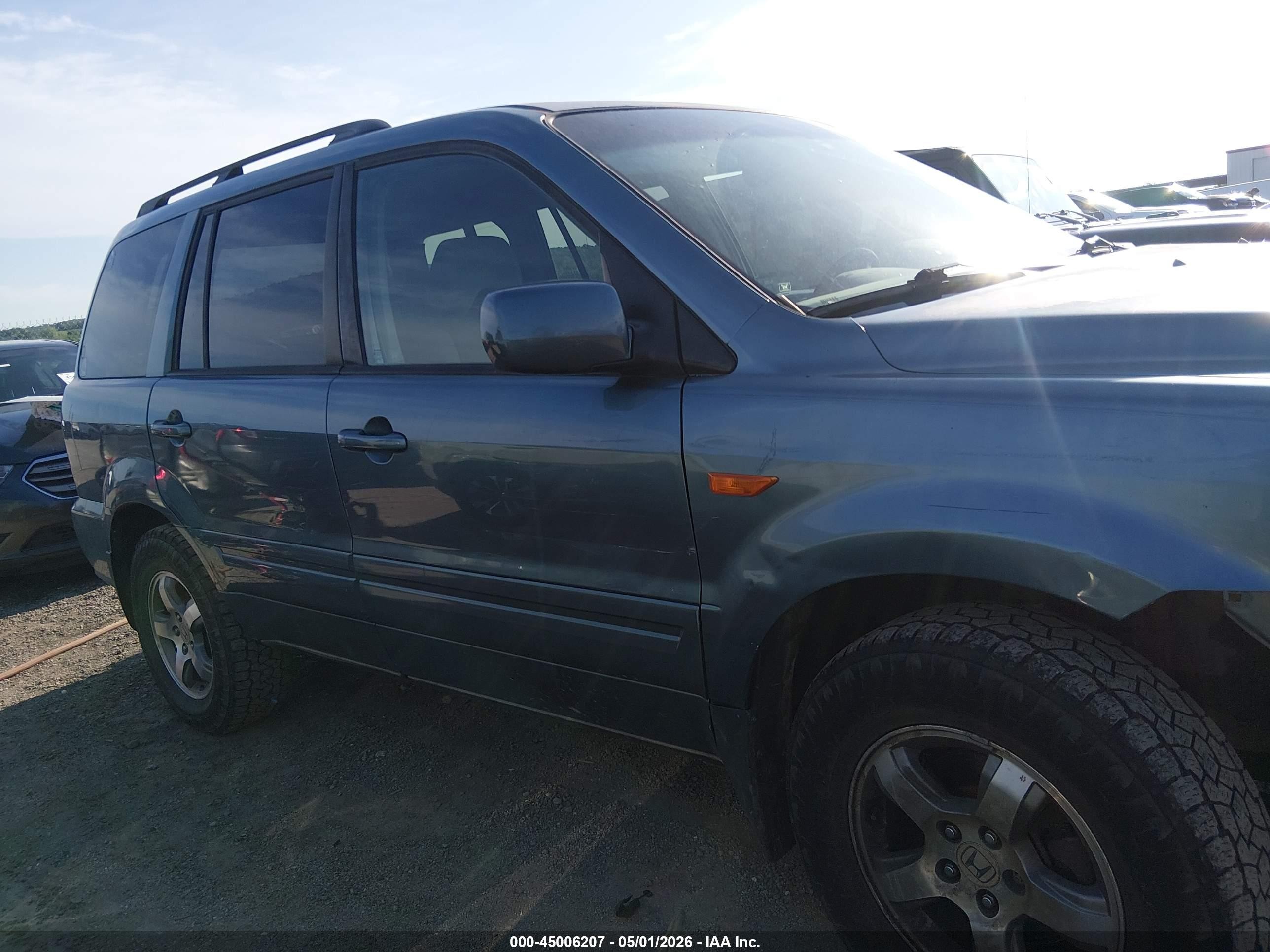 2007 Honda Pilot Ex Light Blue vin: 2HKYF18457H527530