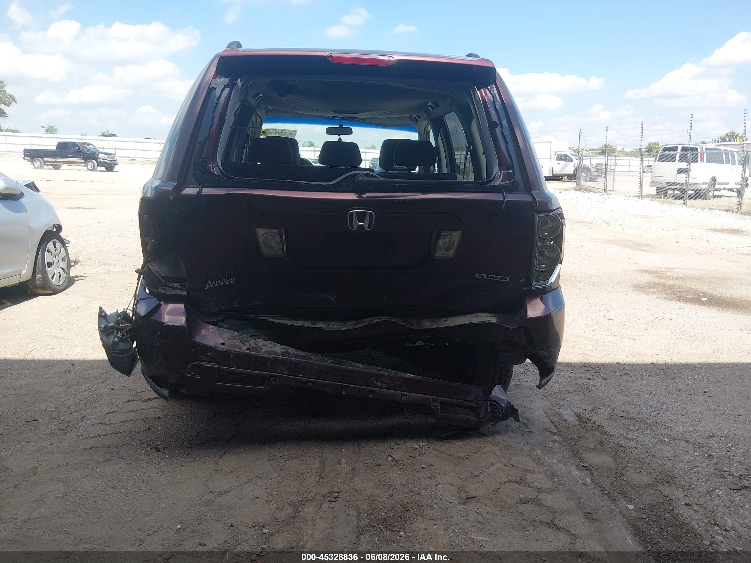 2007 Honda Pilot Ex Purple vin: 2HKYF18457H538379