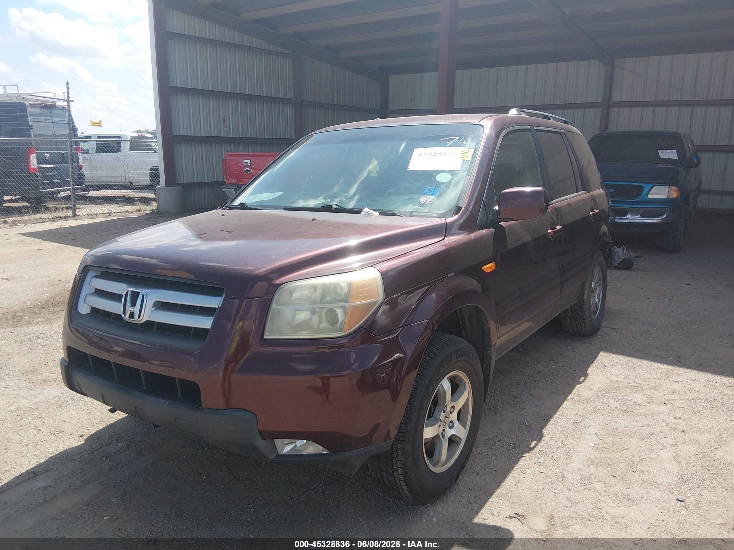 2007 Honda Pilot Ex Purple vin: 2HKYF18457H538379