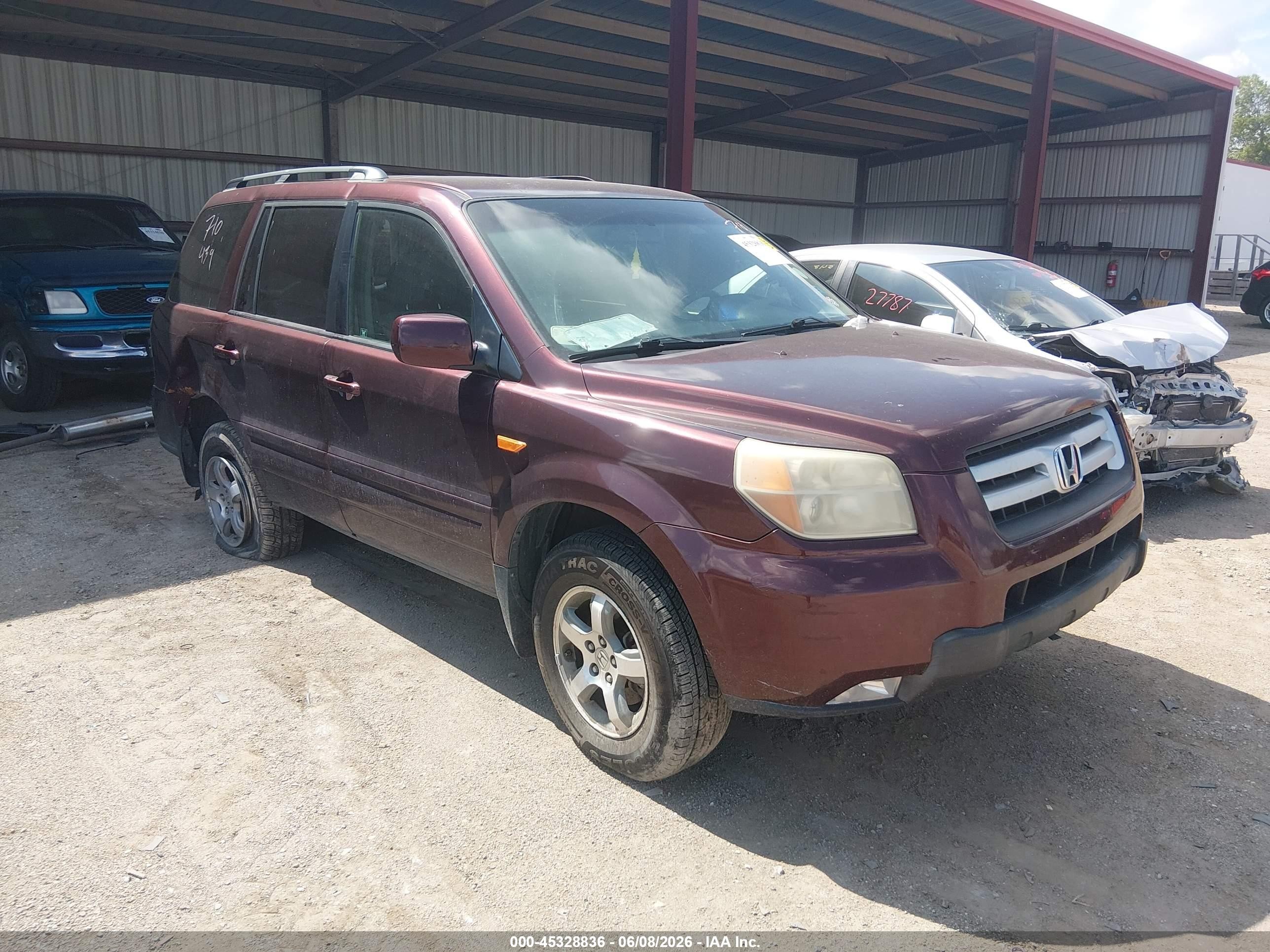 2007 Honda Pilot Ex Фиолетовый vin: 2HKYF18457H538379