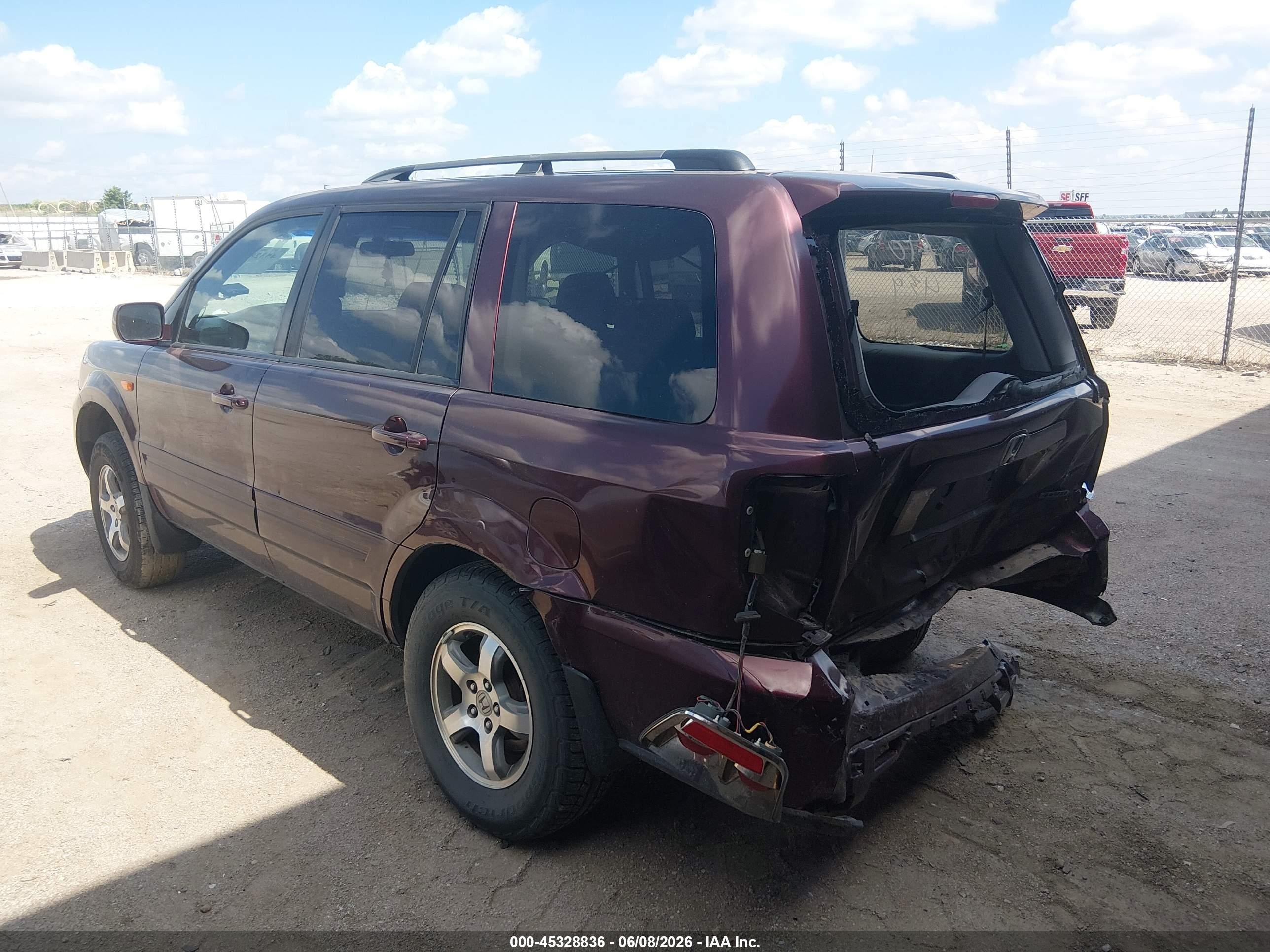 2007 Honda Pilot Ex Purple vin: 2HKYF18457H538379