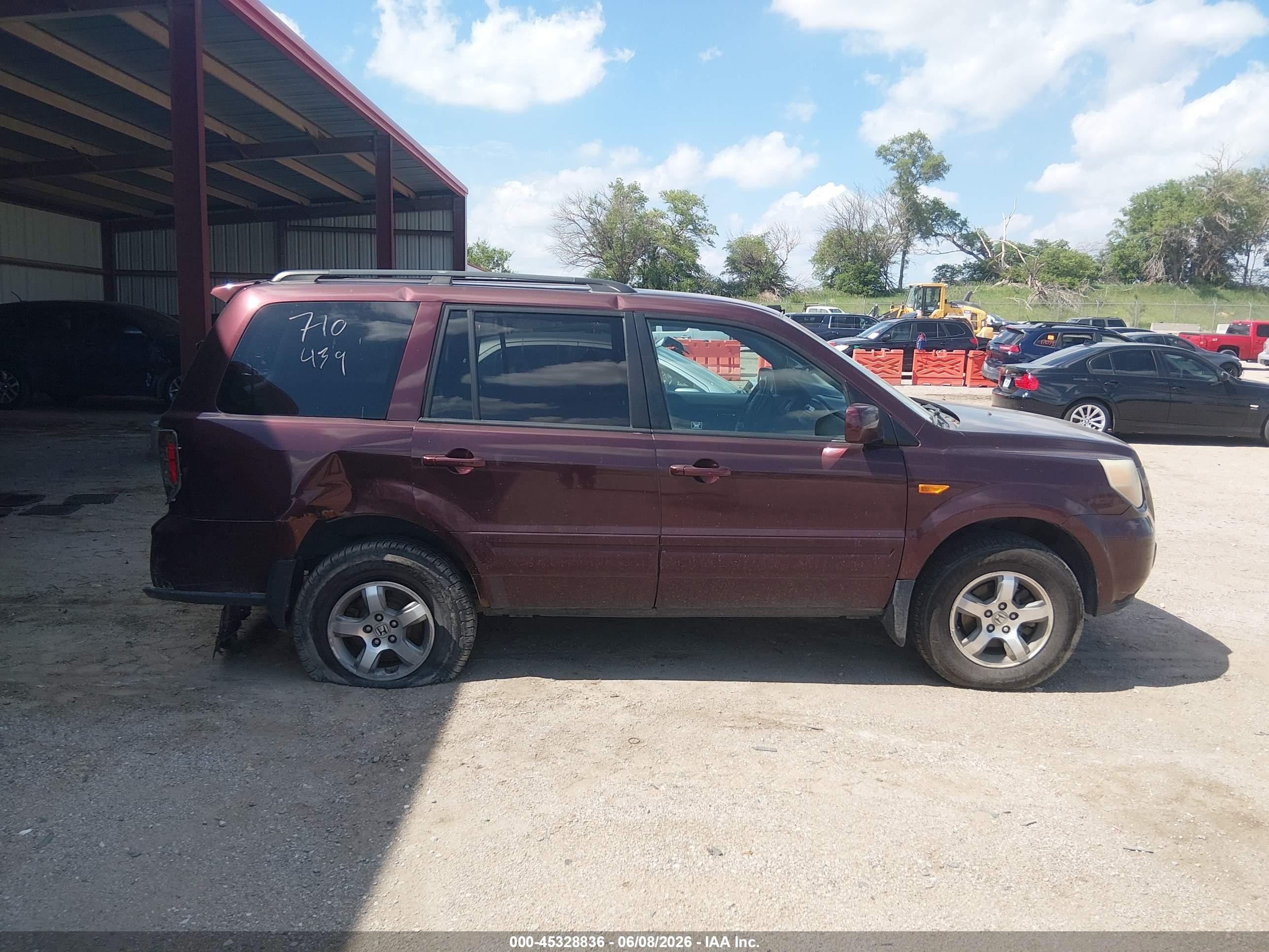 2007 Honda Pilot Ex Purple vin: 2HKYF18457H538379