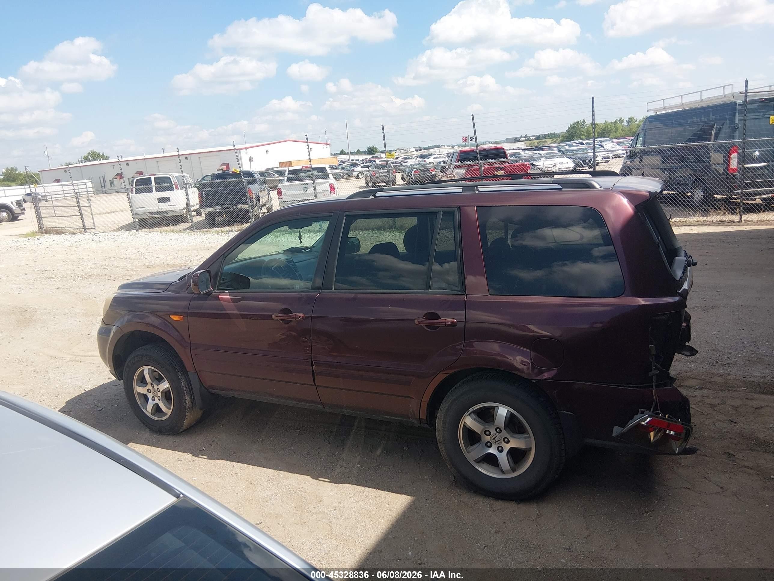 2007 Honda Pilot Ex Purple vin: 2HKYF18457H538379
