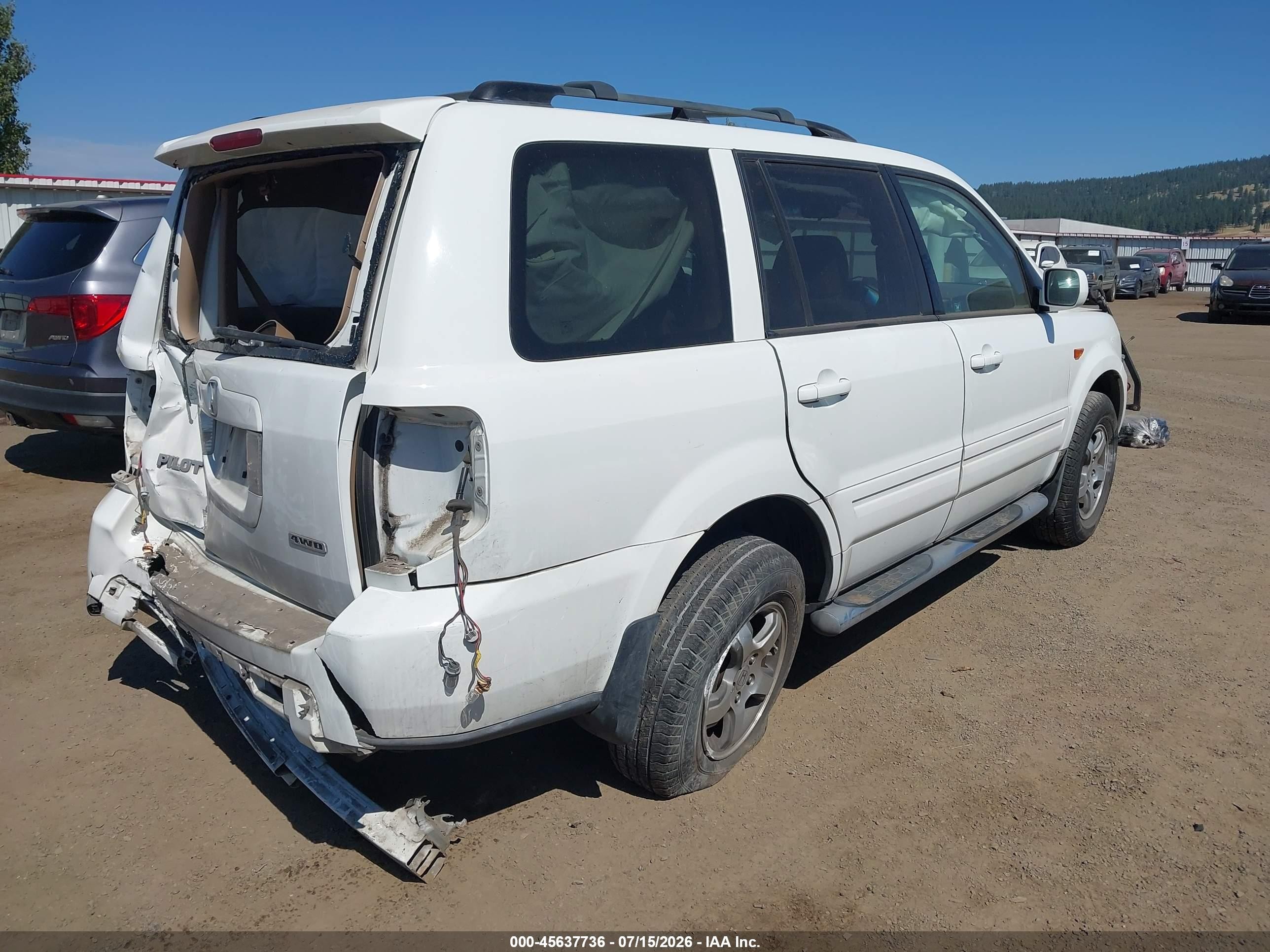 2007 Honda Pilot Ex White vin: 2HKYF18467H540917