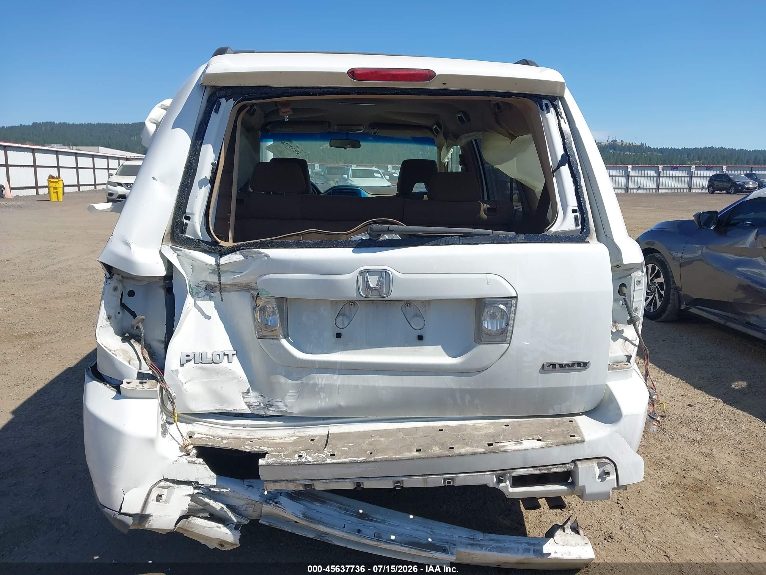 2007 Honda Pilot Ex White vin: 2HKYF18467H540917