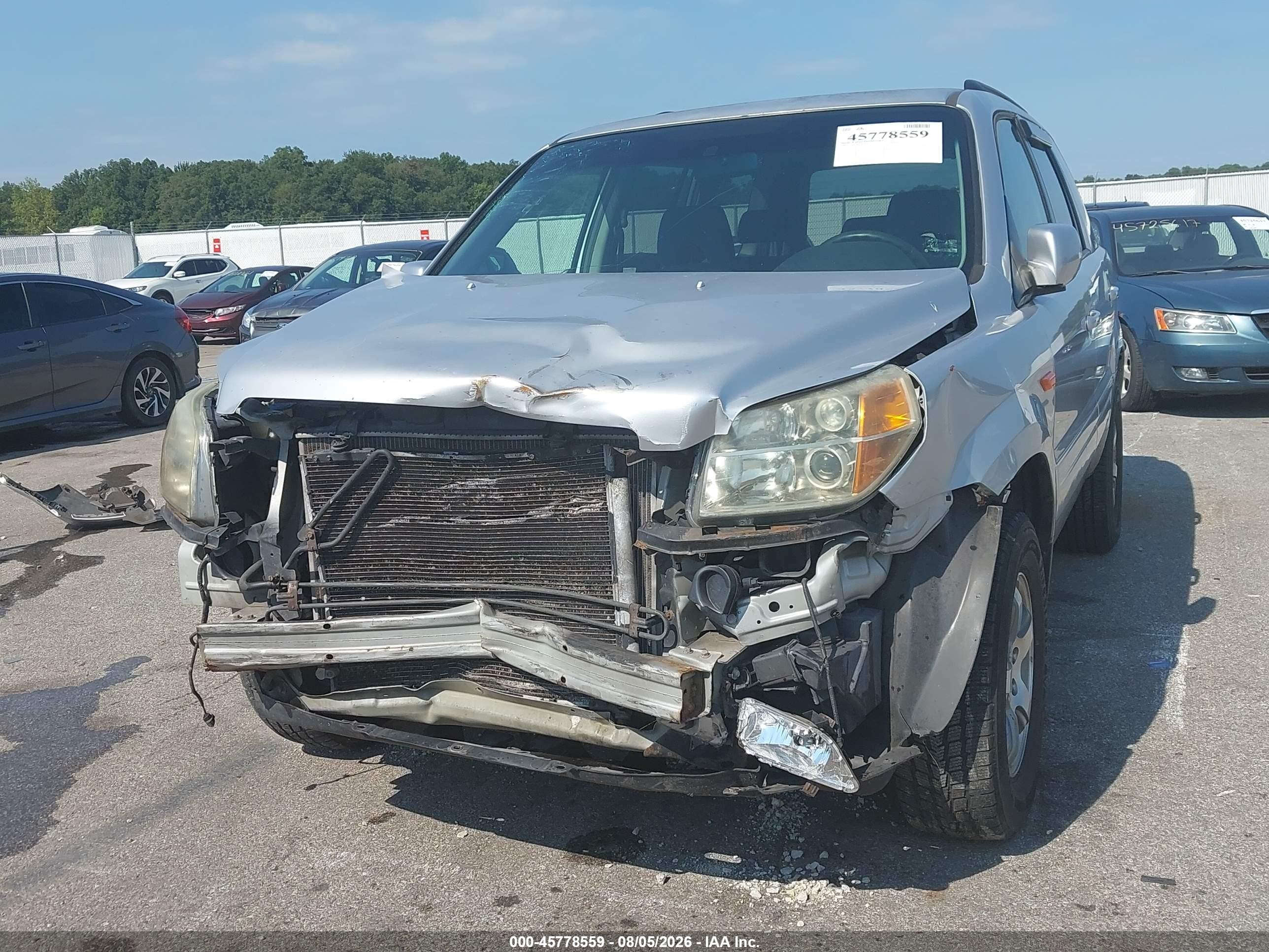 2006 Honda Pilot Ex Silver vin: 2HKYF18476H527625