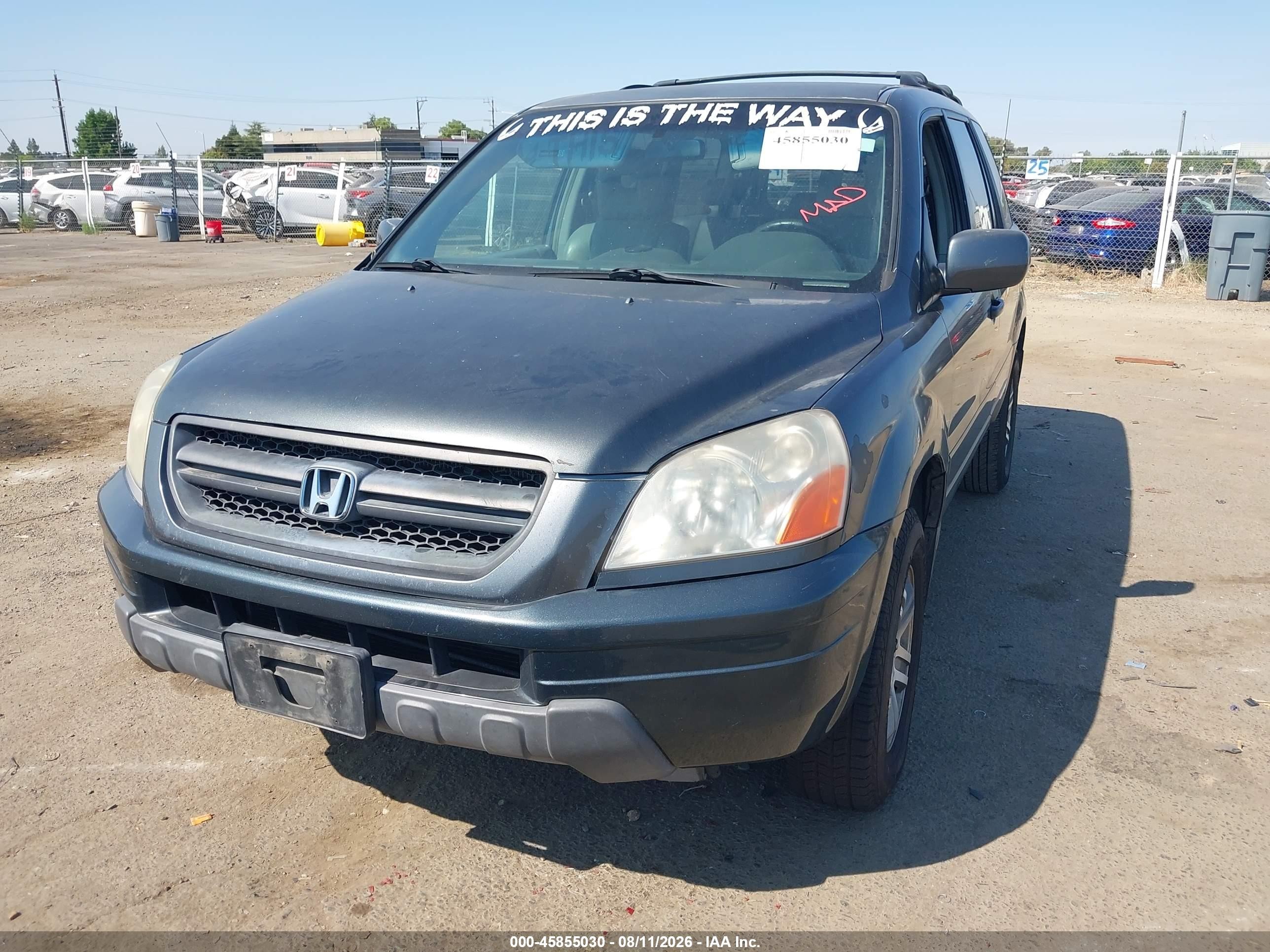 2003 Honda Pilot Ex Gray vin: 2HKYF18483H547734