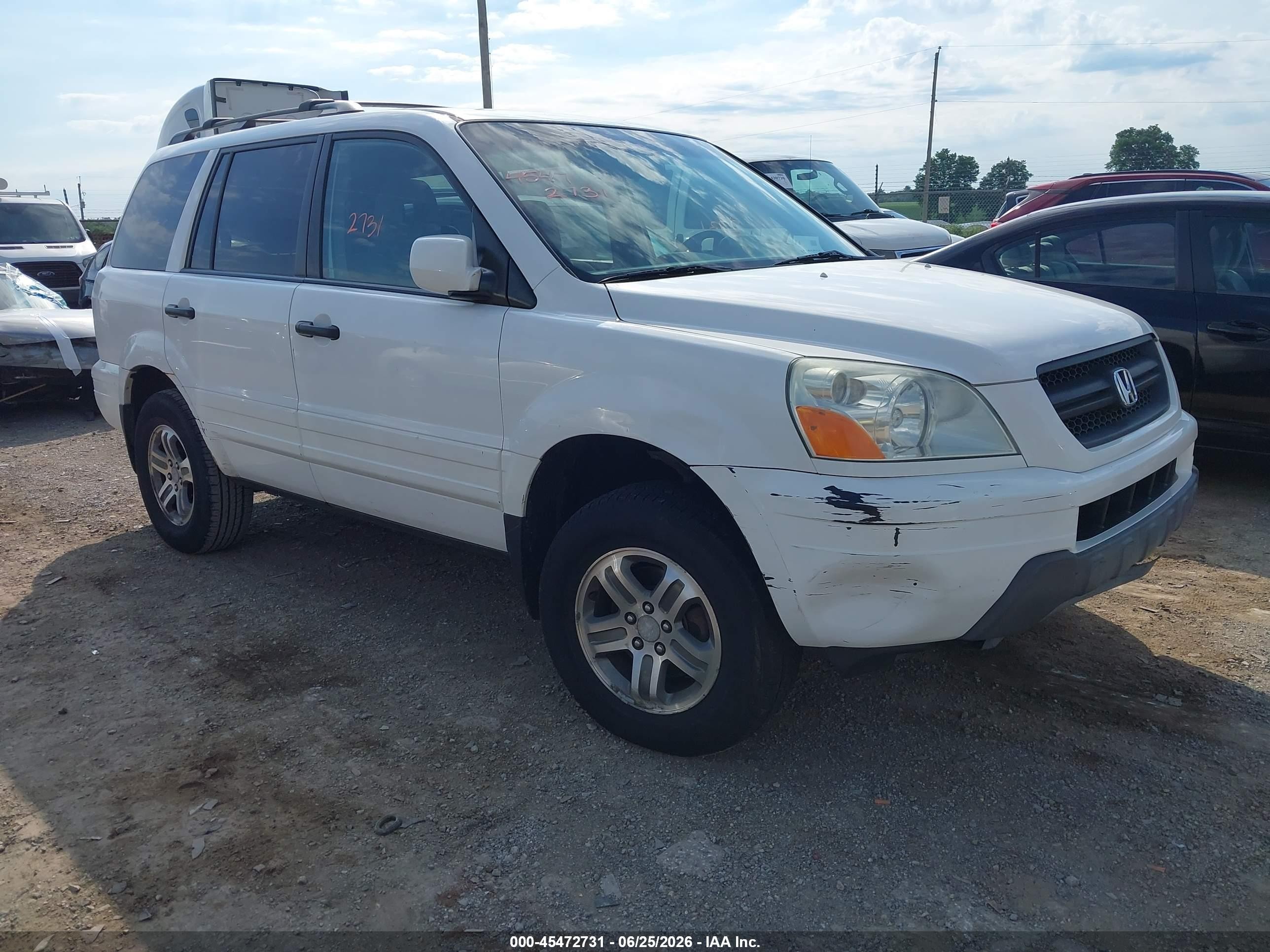 2004 Honda Pilot Ex White vin: 2HKYF18484H568083