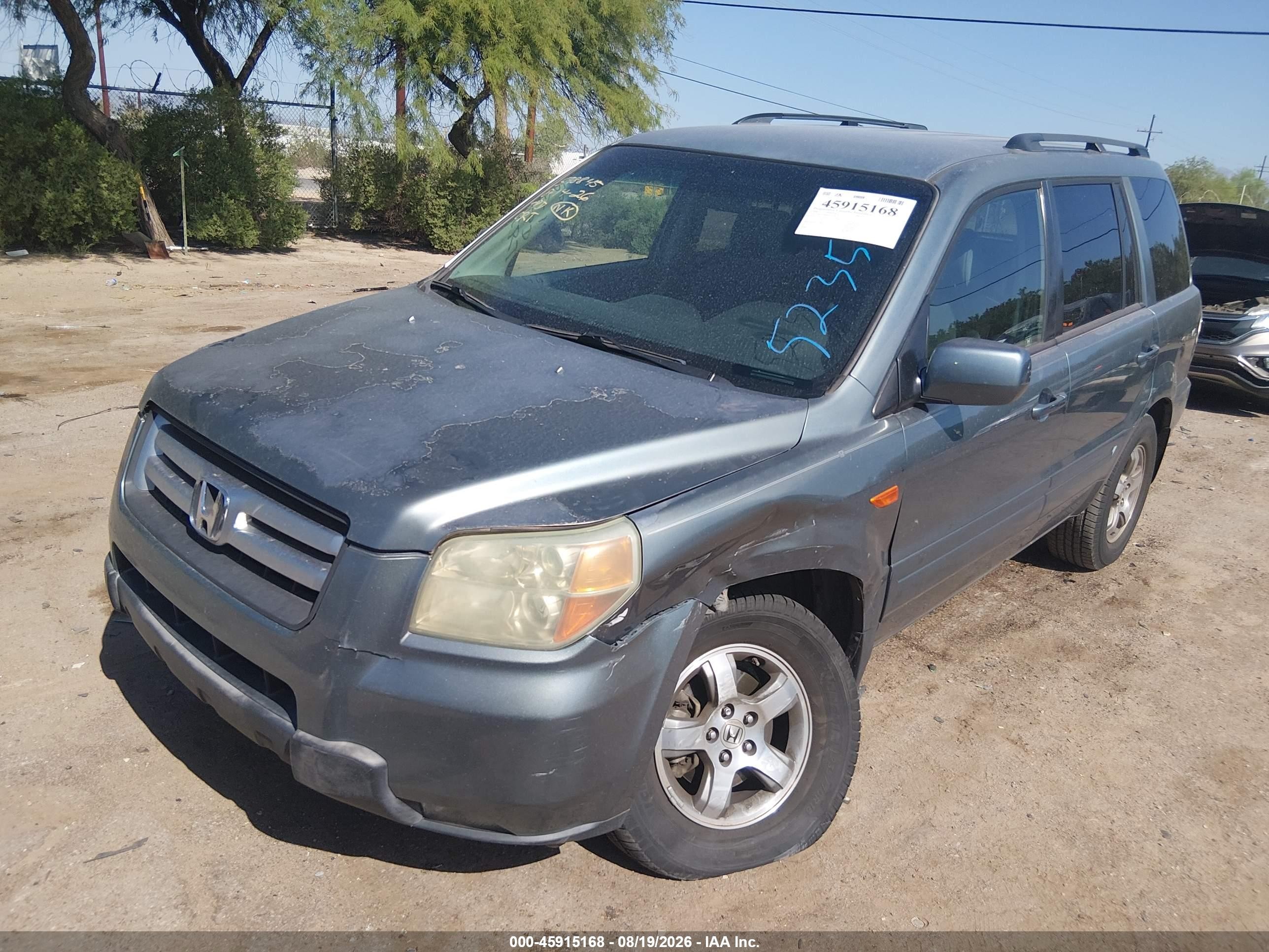 2006 Honda Pilot Ex Teal vin: 2HKYF18486H523518