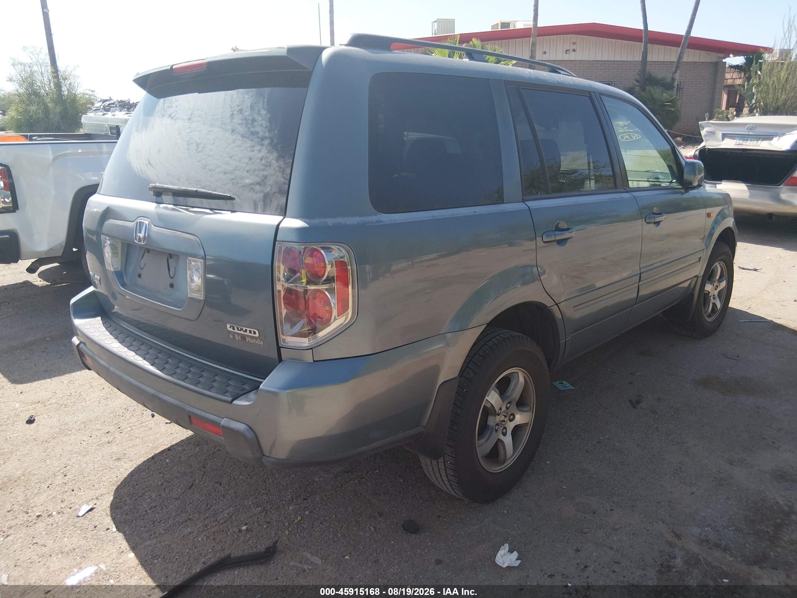 2006 Honda Pilot Ex Teal vin: 2HKYF18486H523518