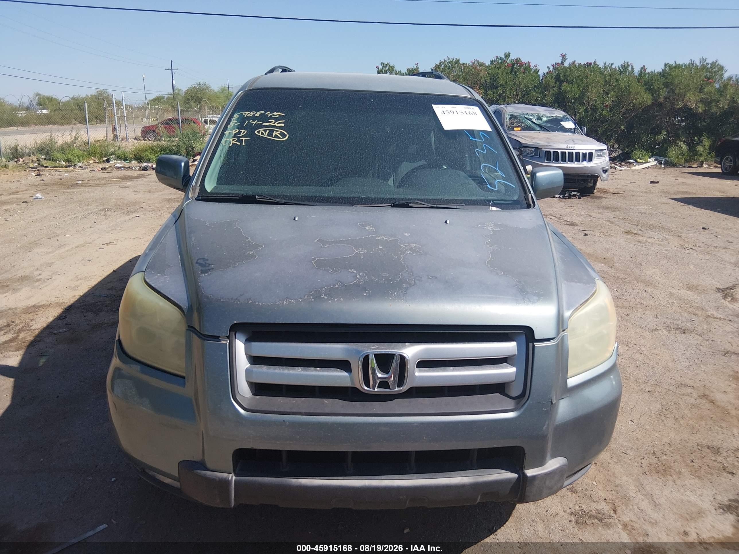 2006 Honda Pilot Ex Teal vin: 2HKYF18486H523518