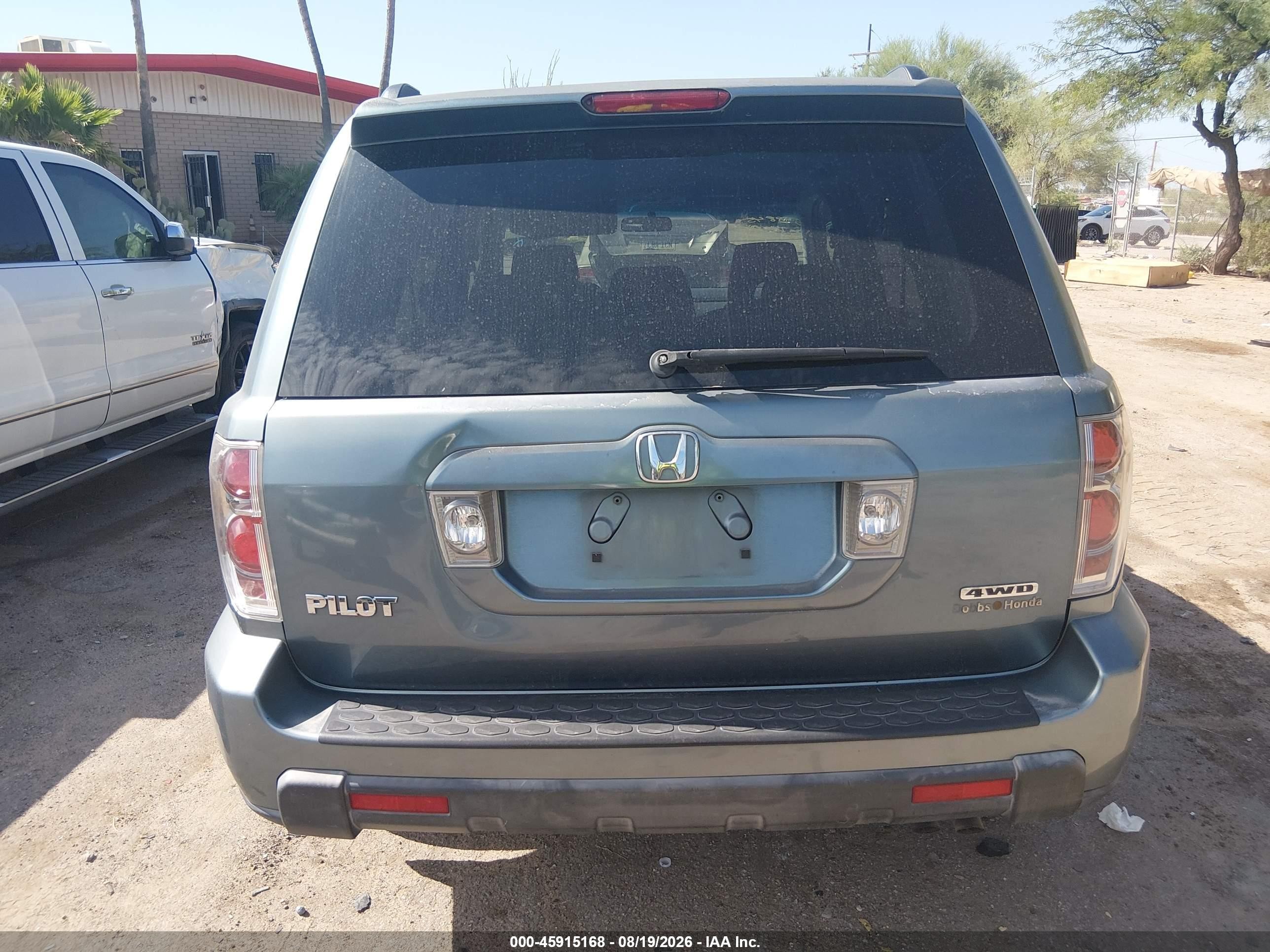 2006 Honda Pilot Ex Teal vin: 2HKYF18486H523518