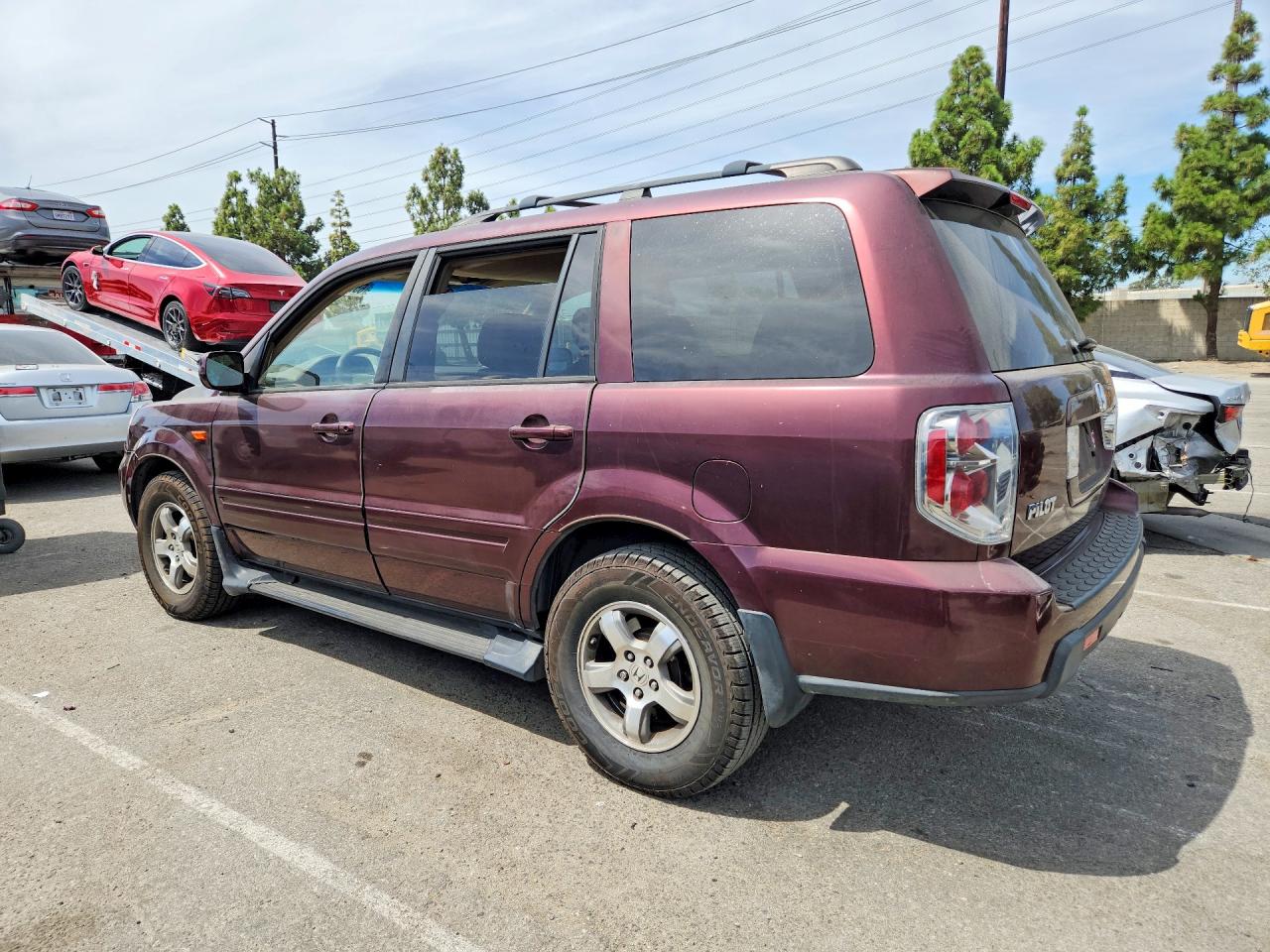 2007 Honda Pilot Ex Burgundy vin: 2HKYF18487H509393