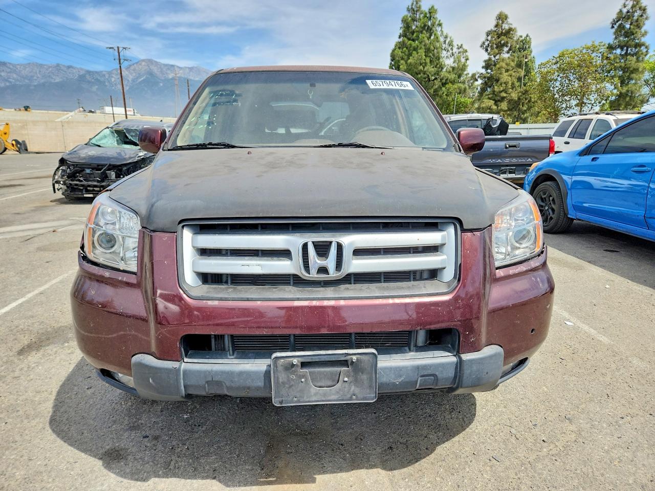 2007 Honda Pilot Ex Burgundy vin: 2HKYF18487H509393