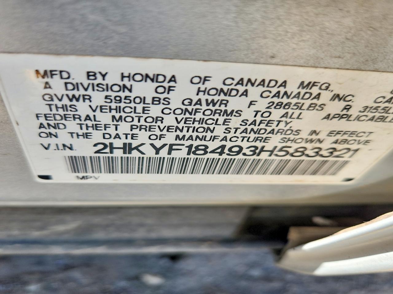 2003 Honda Pilot Silver vin: 2HKYF18493H583321